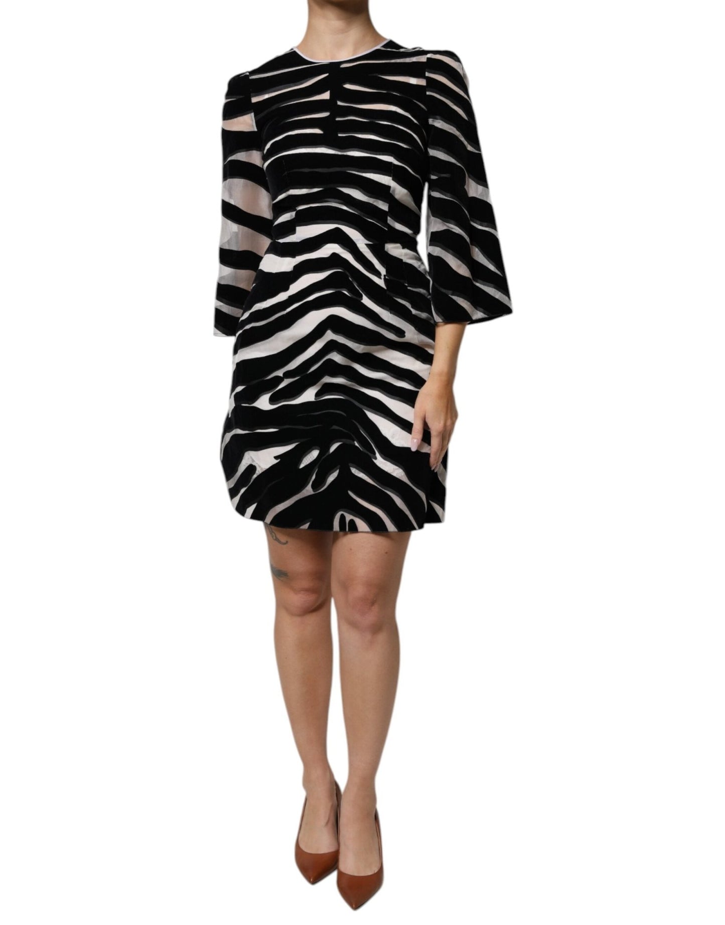 Dolce & Gabbana Black White Zebra A - line Sheath Mini Dress - Sandy Store ByNet
