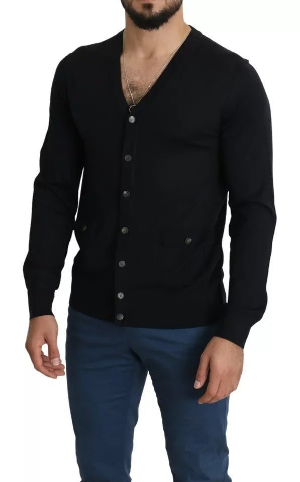 Dolce & Gabbana Black Wool Button Down Men Cardigan Sweater - Sandy Store ByNet