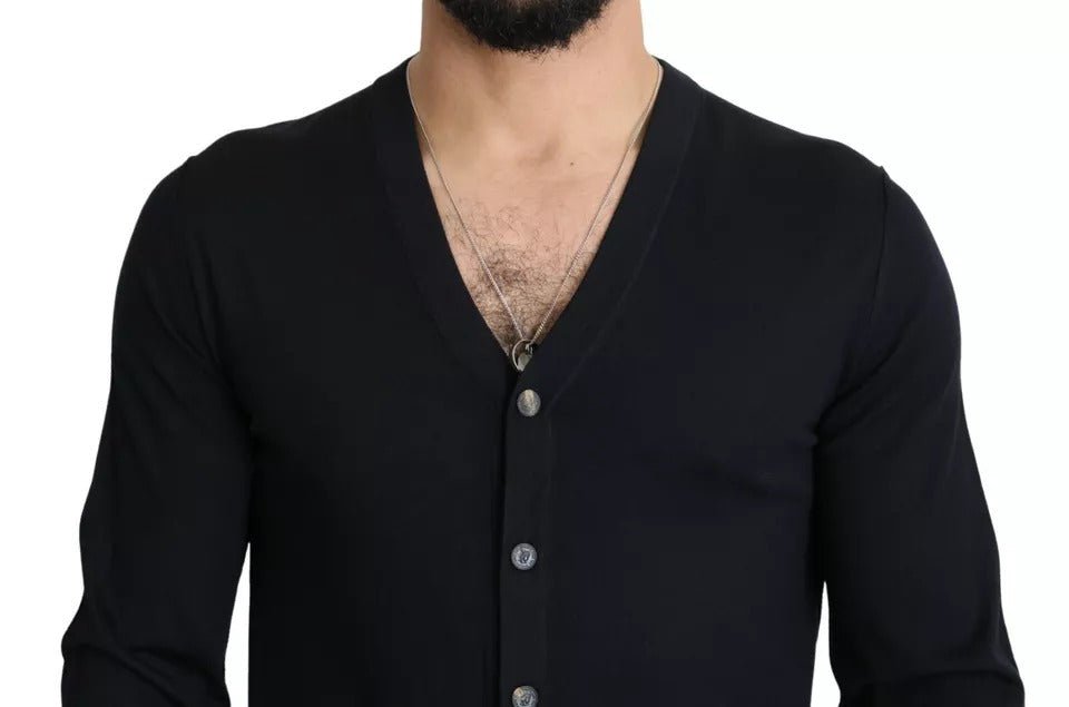 Dolce & Gabbana Black Wool Button Down Men Cardigan Sweater - Sandy Store ByNet