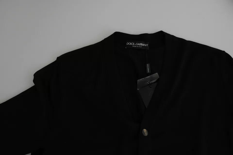 Dolce & Gabbana Black Wool Button Down Men Cardigan Sweater - Sandy Store ByNet
