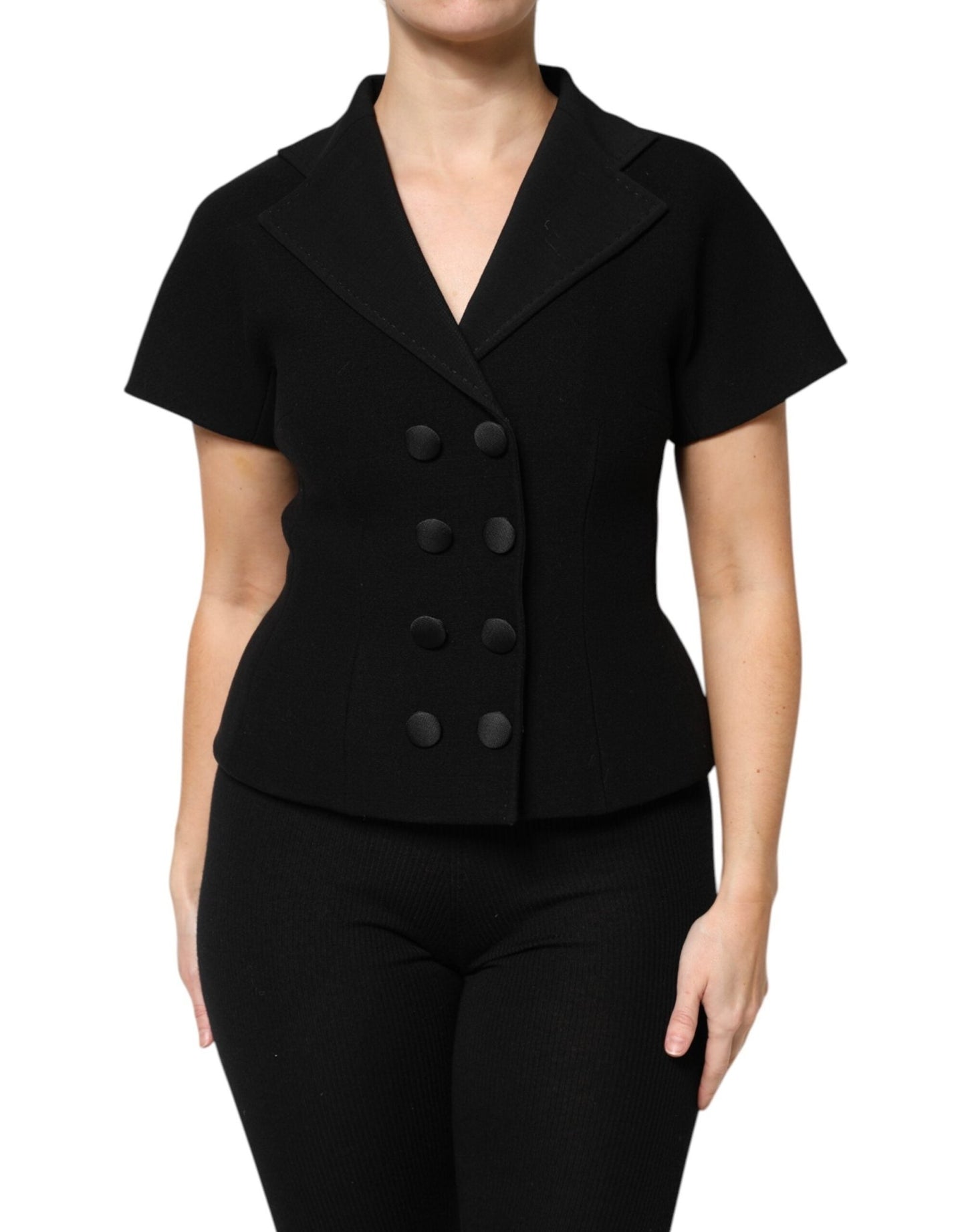 Dolce & Gabbana Black Wool Double Breasted Coat Jacket – IT36|XXS par Dolce & Gabbana | Disponible sur Sandy Store ByNet