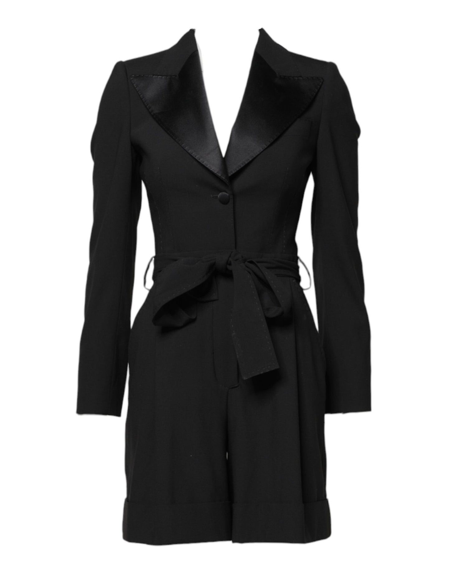 Dolce & Gabbana Black Wool Jumpsuit Dress Women Coat Jacket – IT36|XXS par Dolce & Gabbana | Disponible sur Sandy Store ByNet
