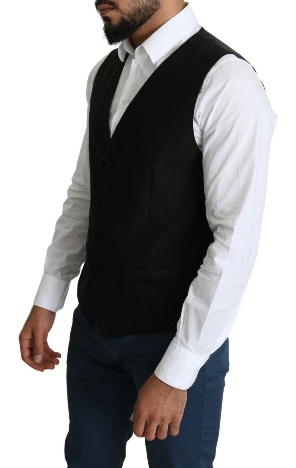Dolce & Gabbana Black Wool Men Formal Waistcoat Vest – IT52 | L par Dolce & Gabbana | Disponible sur Sandy Store ByNet