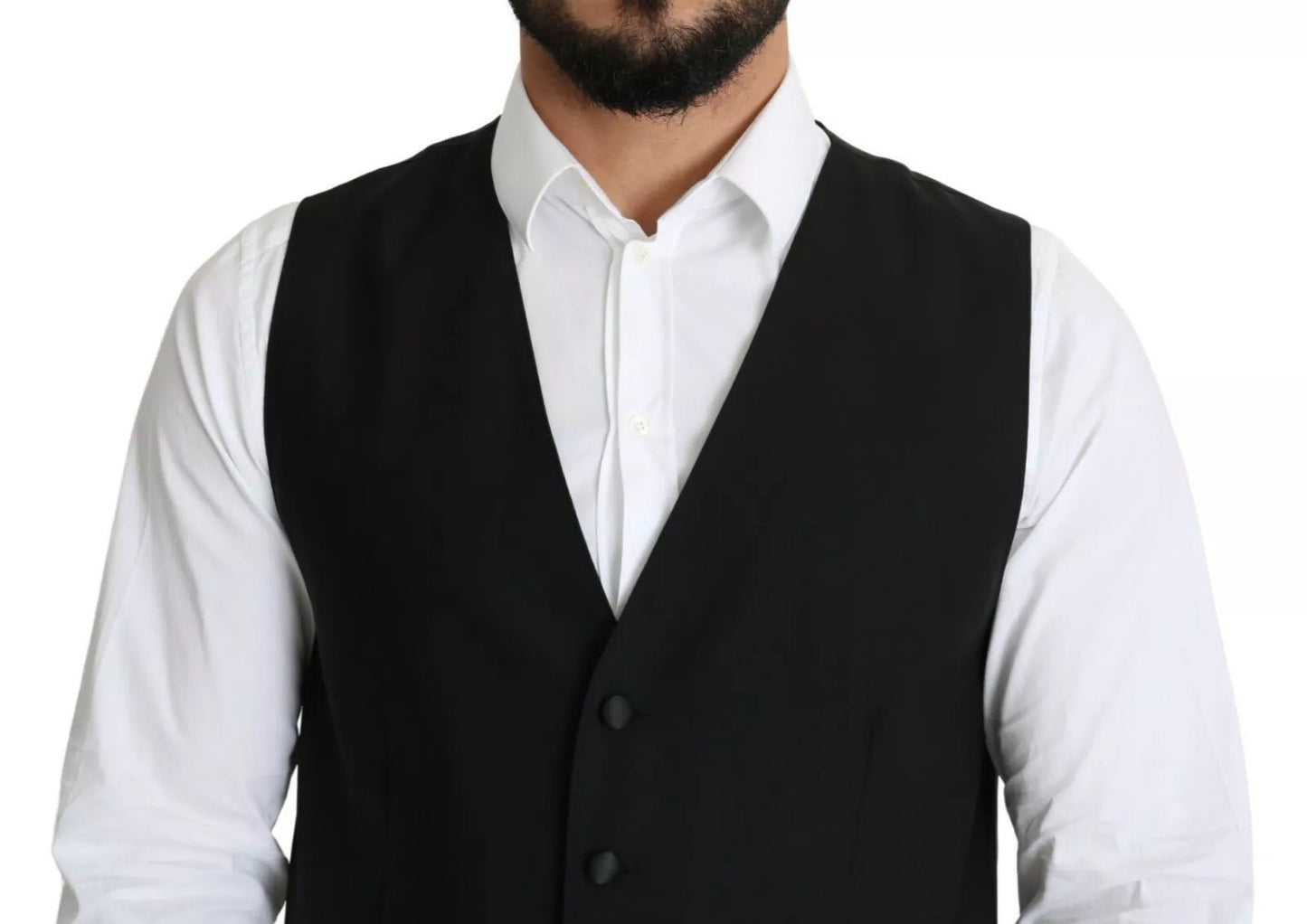 Dolce & Gabbana Black Wool Men Formal Waistcoat Vest – IT52 | L par Dolce & Gabbana | Disponible sur Sandy Store ByNet