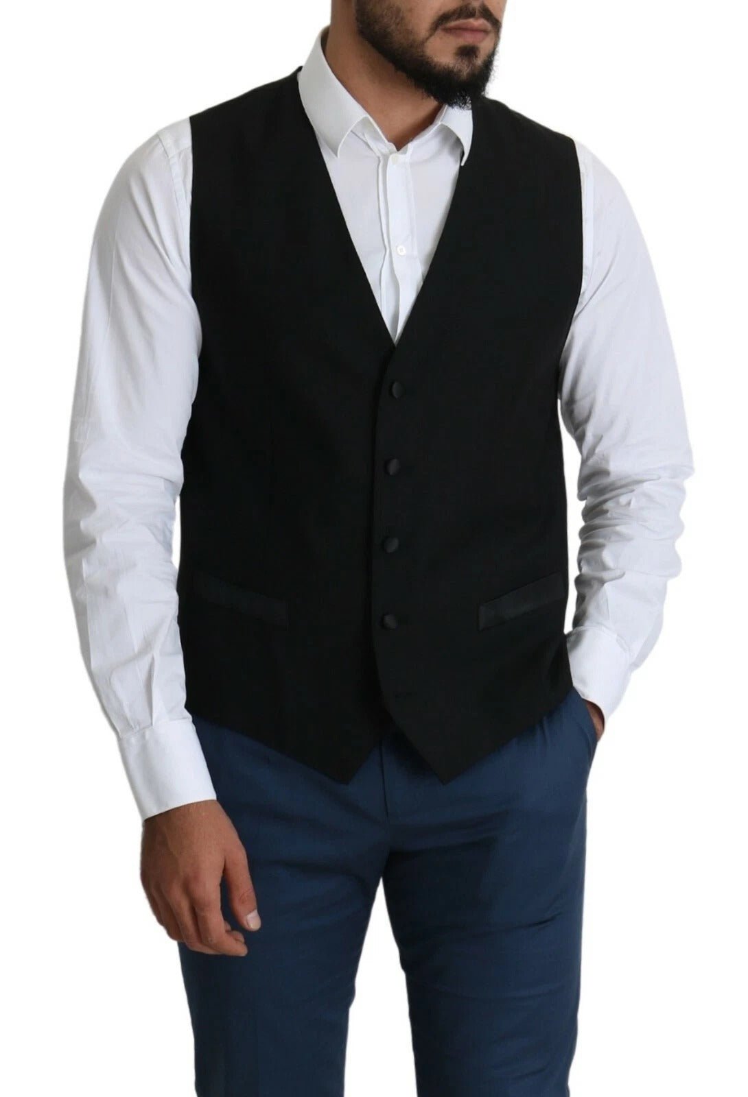 Dolce & Gabbana Black Wool Men Formal Waistcoat Vest – IT52 | L par Dolce & Gabbana | Disponible sur Sandy Store ByNet