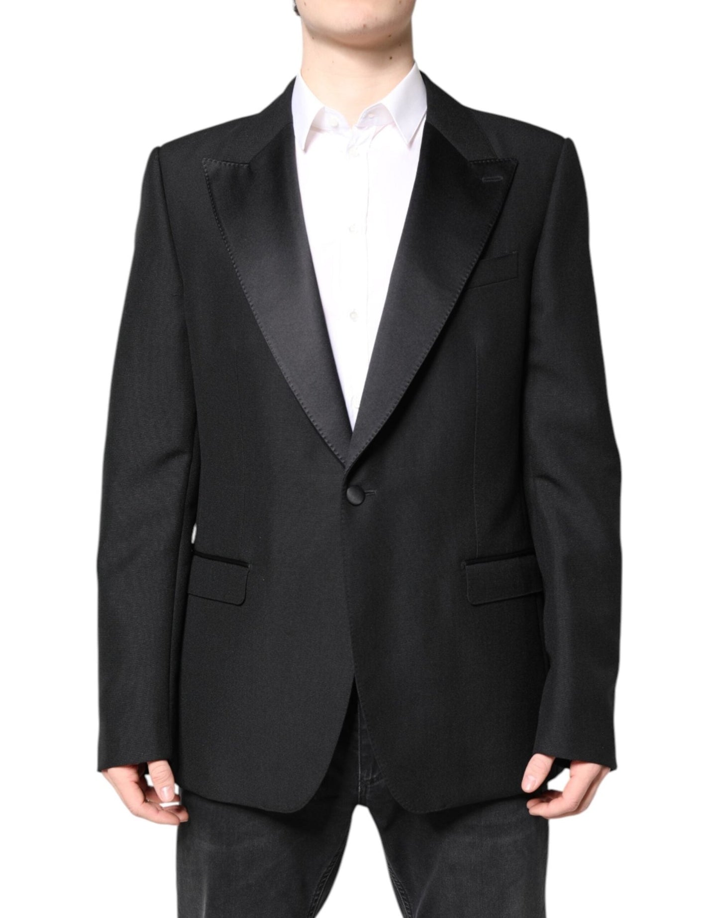 Dolce & Gabbana Black Wool Single Breasted Coat Blazer – IT54 | XL par Dolce & Gabbana | Disponible sur Sandy Store ByNet