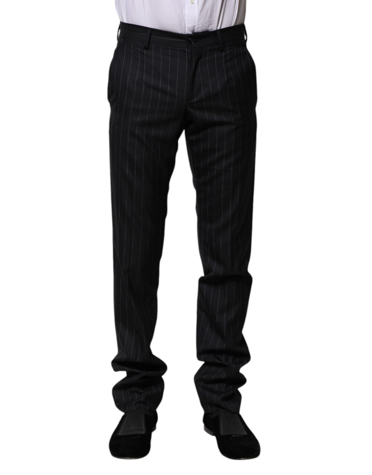 Dolce & Gabbana Black Wool Striped Formal Pants – IT44 | XS par Dolce & Gabbana | Disponible sur Sandy Store ByNet