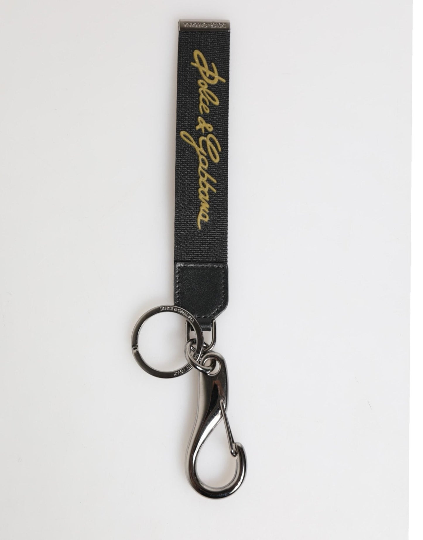Dolce & Gabbana Black Yellow Polyester DG Logo Silver Keychain Keyring – par Dolce & Gabbana | Disponible sur Sandy Store ByNet