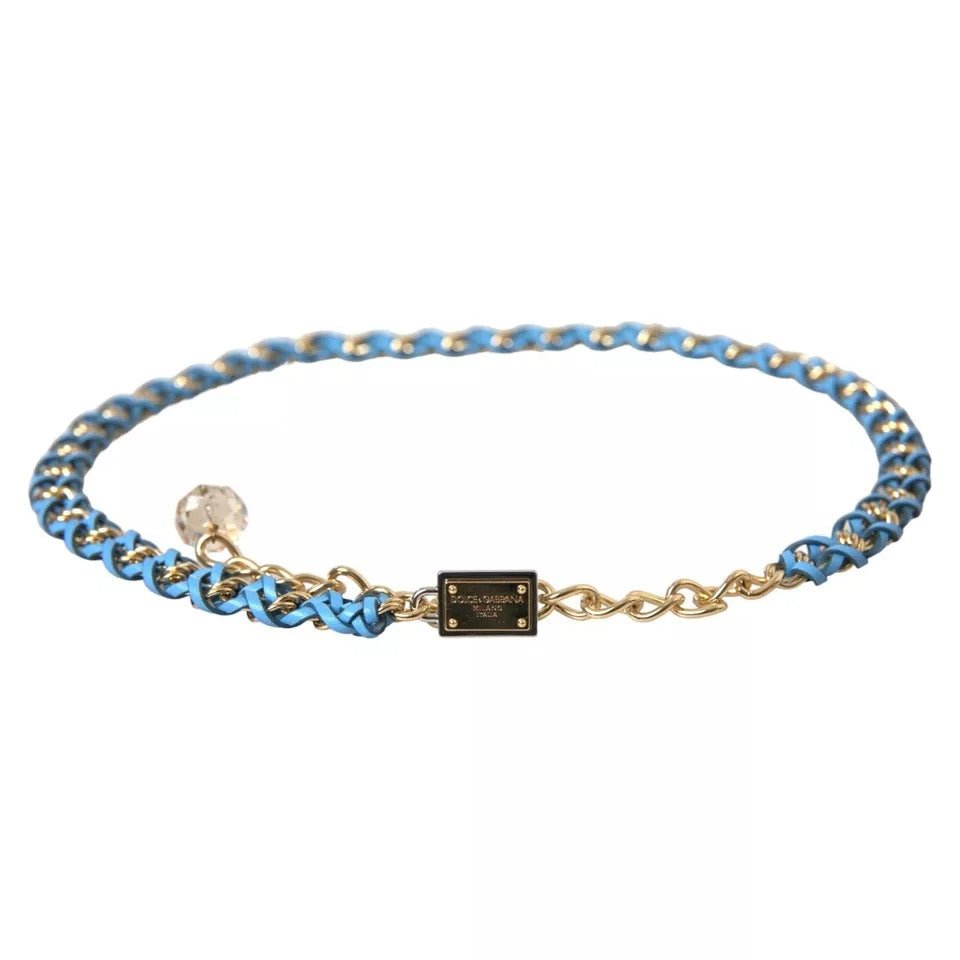 Dolce & Gabbana Blue Braided Gold Brass Chain Waist Belt – 80 cm / 32 Inches par Dolce & Gabbana | Disponible sur Sandy Store ByNet
