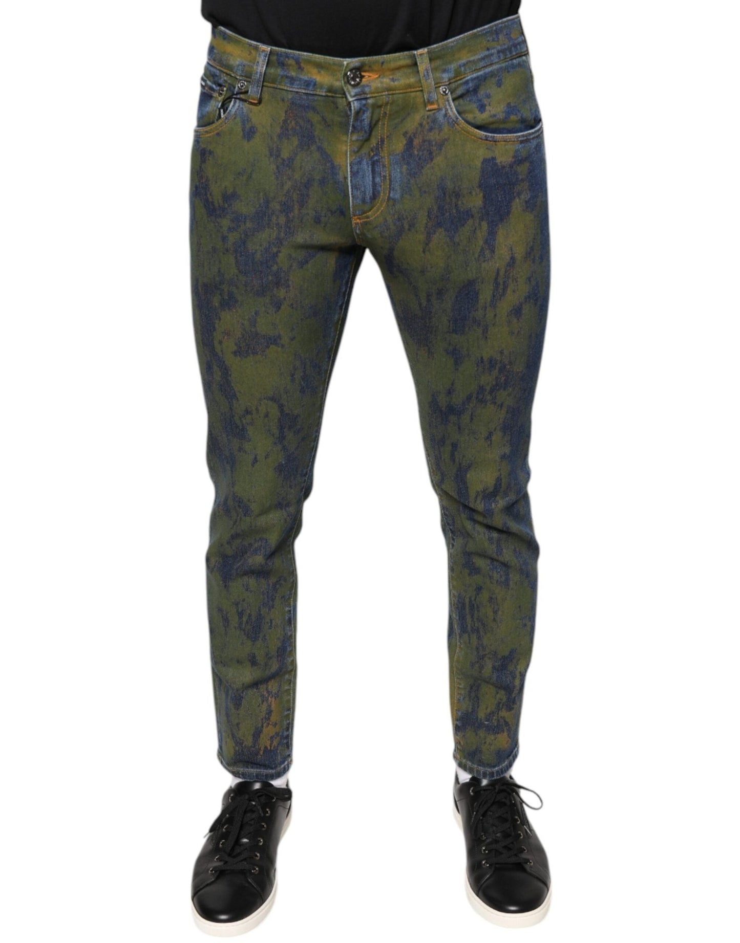 Dolce & Gabbana Blue Cotton Dye Slim Fit Men Denim Jeans – IT48 | M par Dolce & Gabbana | Disponible sur Sandy Store ByNet