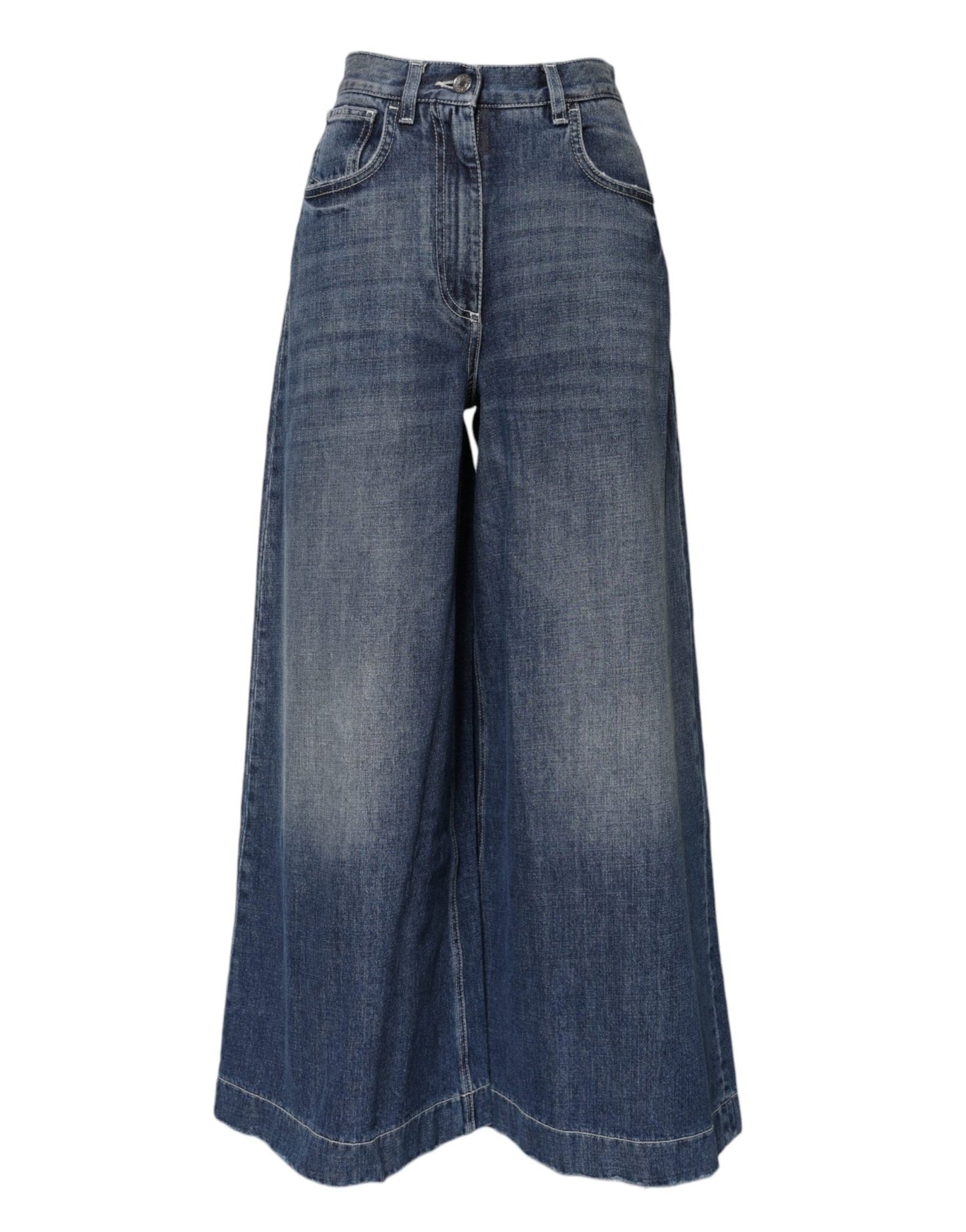Dolce & Gabbana Blue Cotton High Waist Wide Leg Denim Jeans – IT36|XXS par Dolce & Gabbana | Disponible sur Sandy Store ByNet