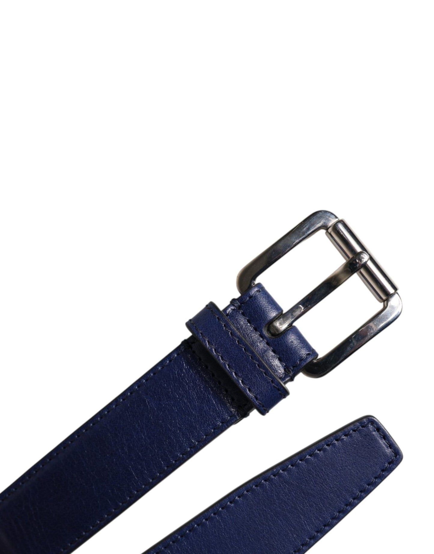 Dolce & Gabbana Blue Cotton Leather Printed Metal Buckle Belt - Sandy Store ByNet