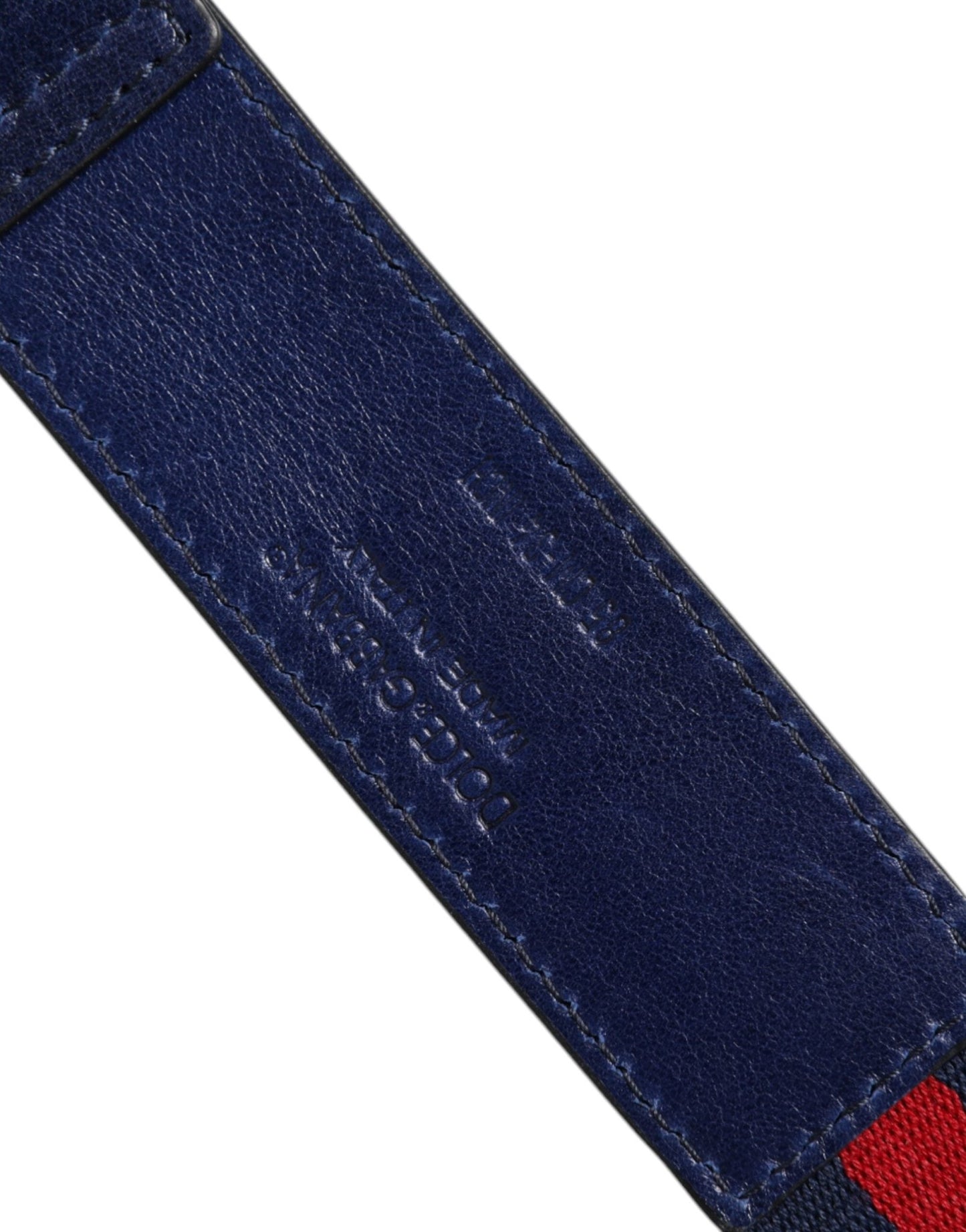 Dolce & Gabbana Blue Cotton Leather Printed Metal Buckle Belt - Sandy Store ByNet
