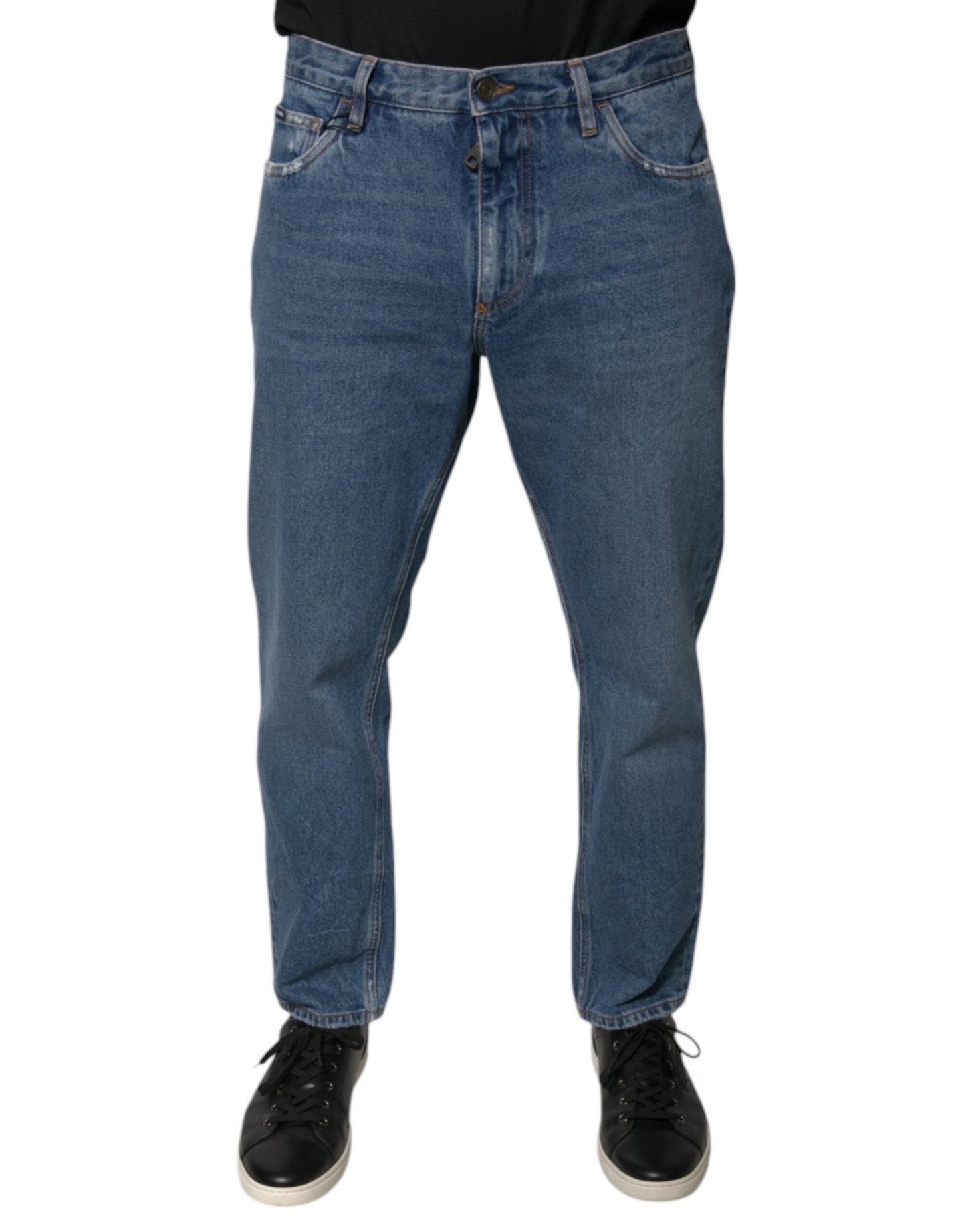 Dolce & Gabbana Blue Cotton Logo Men Loose Denim Jeans – IT48 | M par Dolce & Gabbana | Disponible sur Sandy Store ByNet