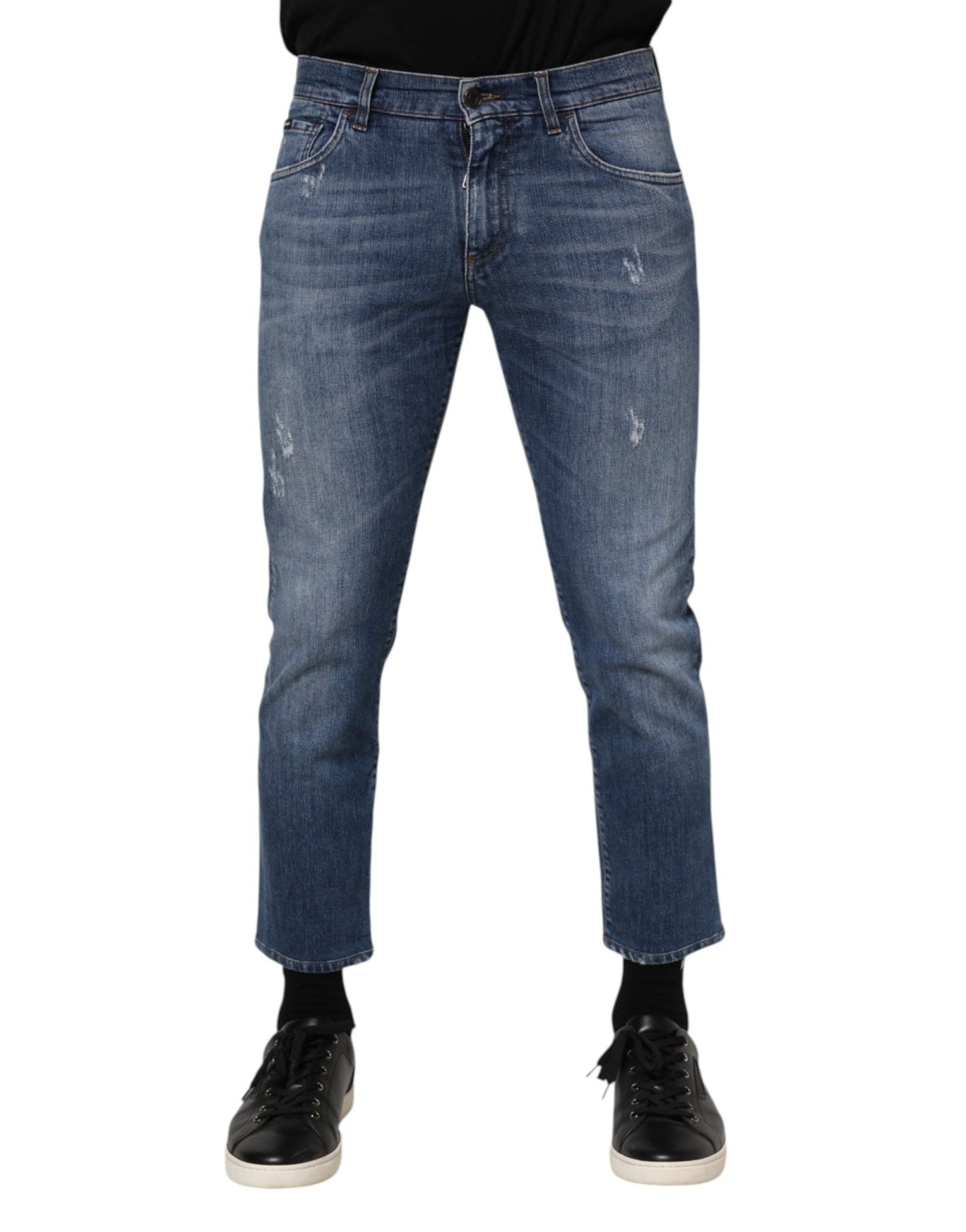 Dolce & Gabbana Blue Cotton Logo Plaque Denim Jeans – IT48 | M par Dolce & Gabbana | Disponible sur Sandy Store ByNet