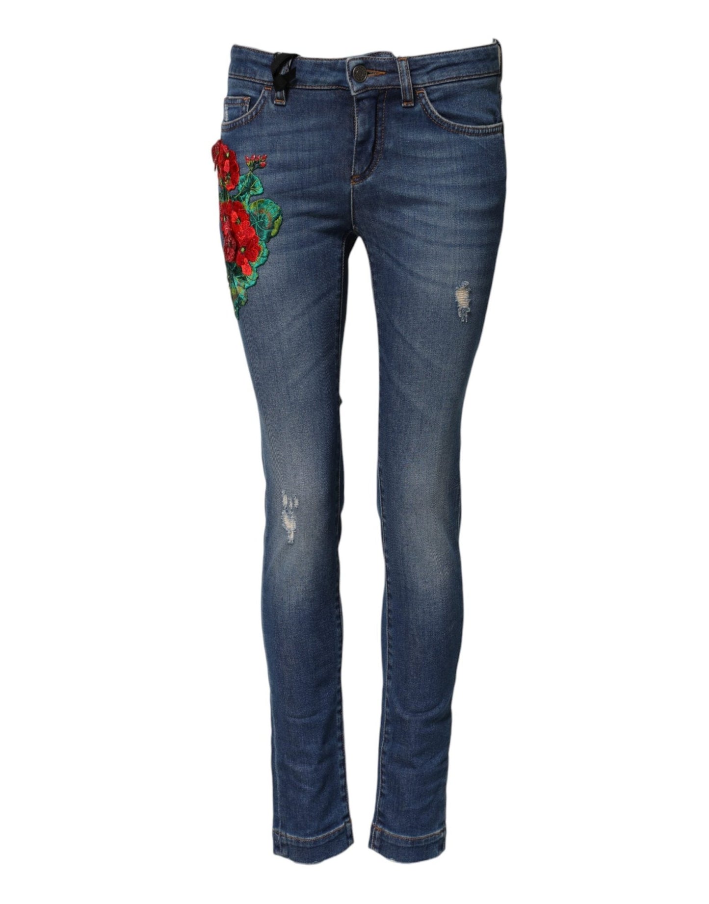 Dolce & Gabbana Blue Cotton Low Waist Skinny Denim Jeans – IT36|XXS par Dolce & Gabbana | Disponible sur Sandy Store ByNet