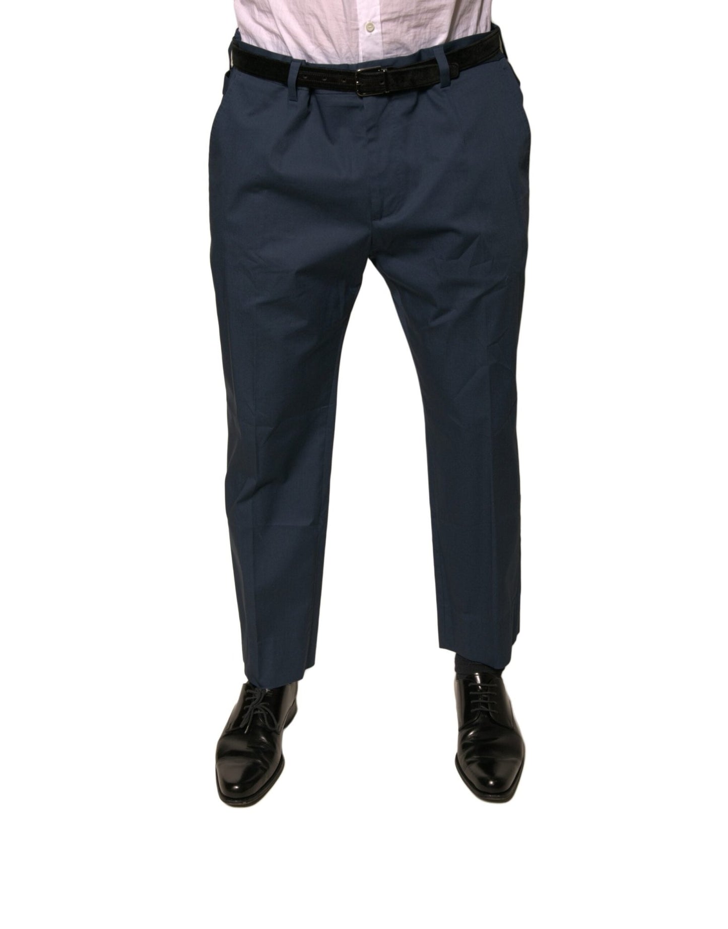 Dolce & Gabbana Blue Cotton Men Skinny Dress Pants – IT56 | XXL par Dolce & Gabbana | Disponible sur Sandy Store ByNet