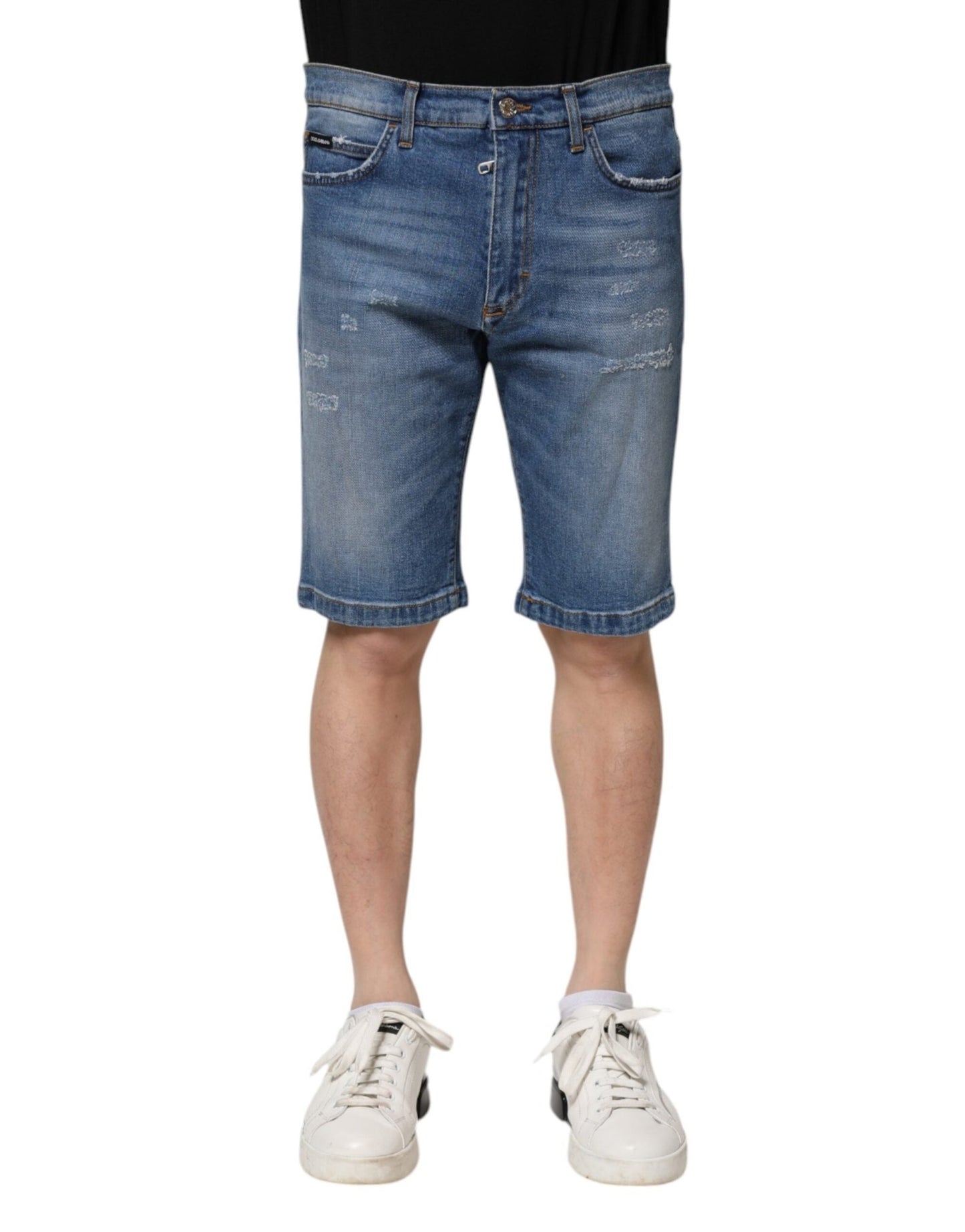 Dolce & Gabbana Blue Cotton Stretch Men Denim Bermuda Shorts – IT44 | XS par Dolce & Gabbana | Disponible sur Sandy Store ByNet
