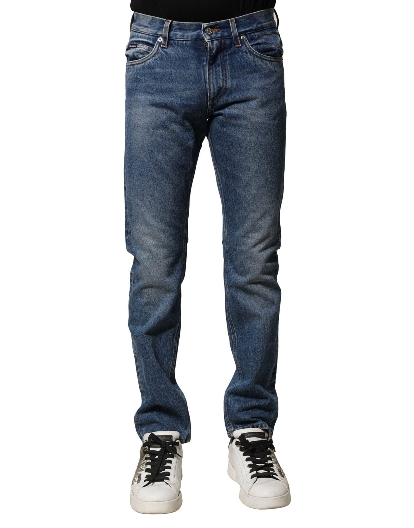 Dolce & Gabbana Blue Cotton Stretch Slim Fit Men Denim Jeans – IT44 | XS par Dolce & Gabbana | Disponible sur Sandy Store ByNet