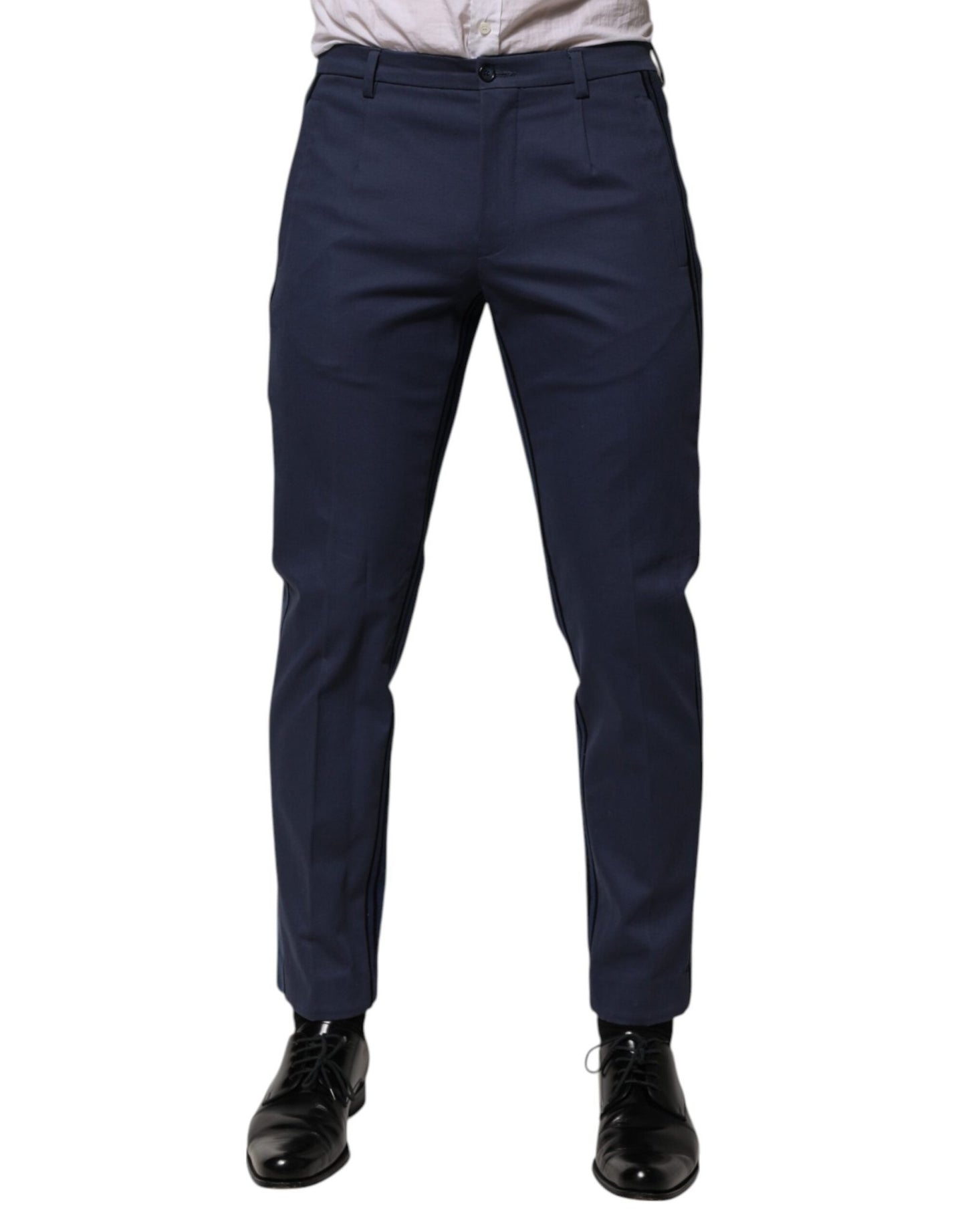 Dolce & Gabbana Blue Cotton Tapered Men Formal Trousers Pants – IT48 | M par Dolce & Gabbana | Disponible sur Sandy Store ByNet