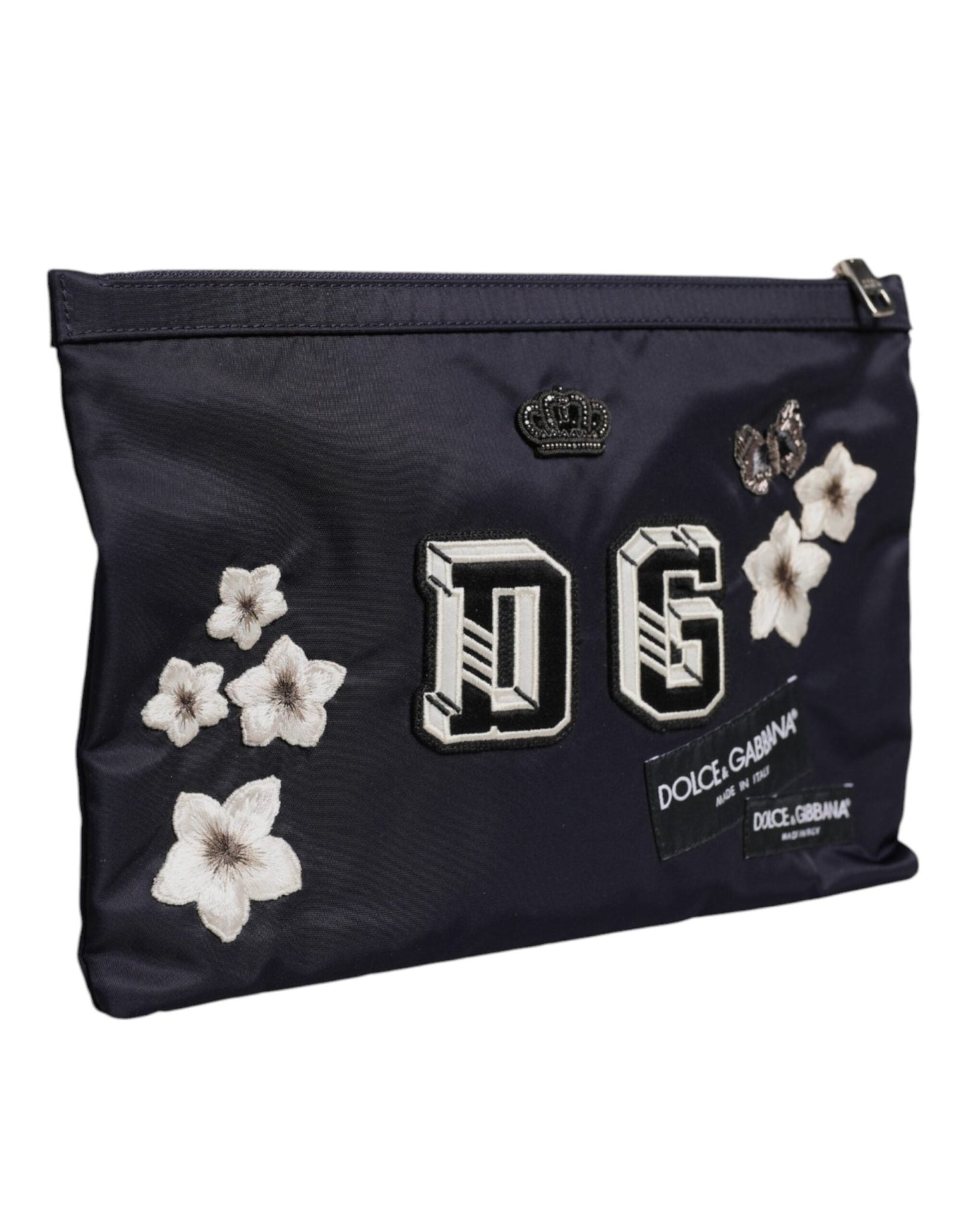 Dolce & Gabbana Blue DG Logo Patch Embellished Pouch Clutch Bag - Sandy Store ByNet
