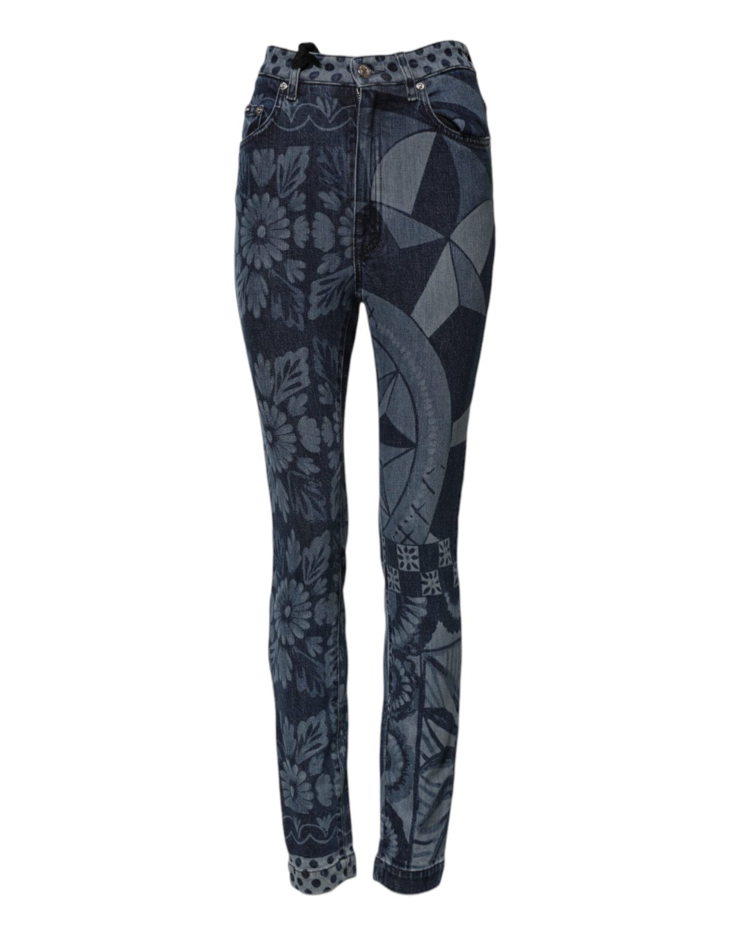 Dolce & Gabbana Blue Graphic Print Cotton Skinny Denim Jeans – IT36|XXS par Dolce & Gabbana | Disponible sur Sandy Store ByNet