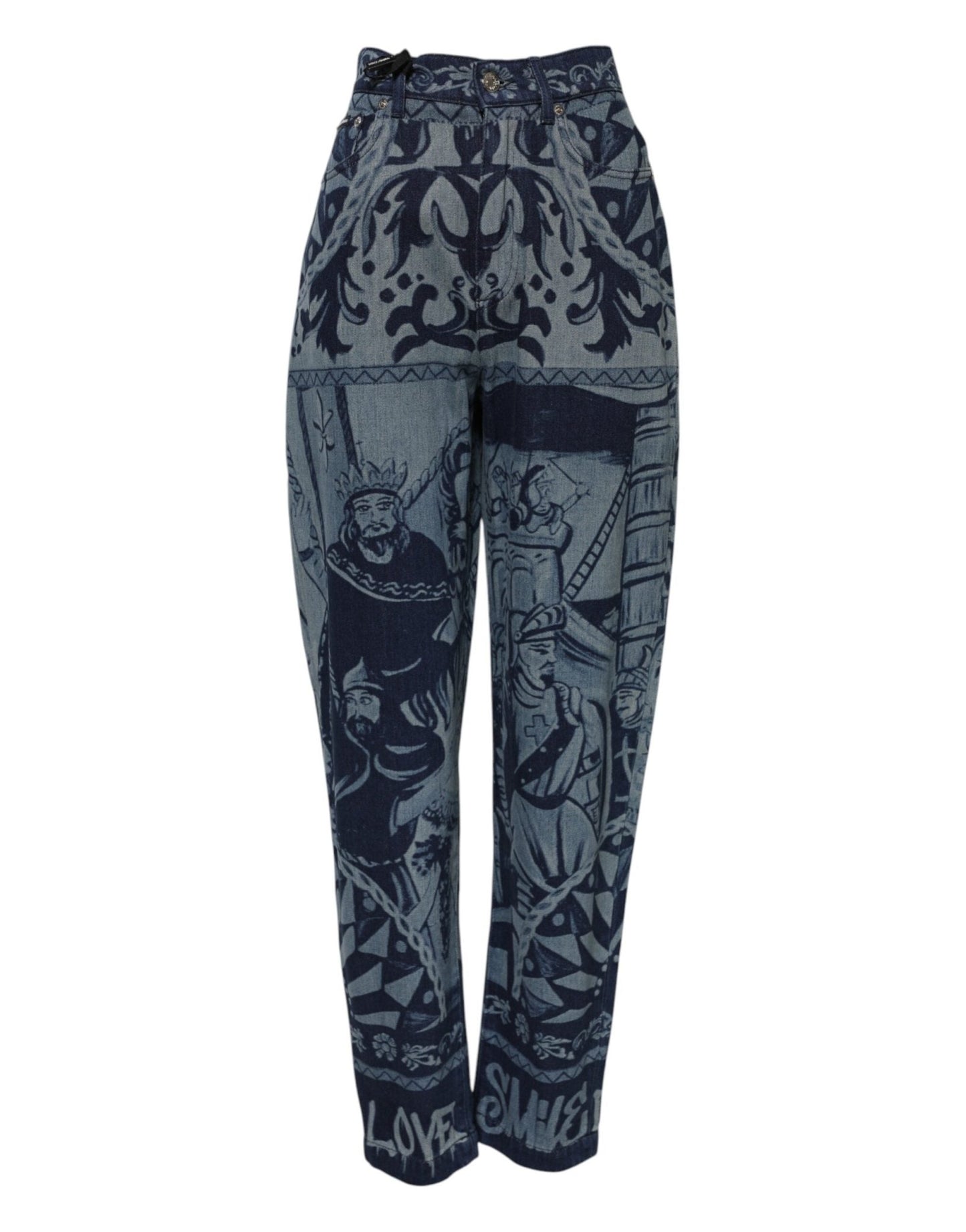 Dolce & Gabbana Blue Graphic Print Tapered Denim Jeans – IT38 | XS par Dolce & Gabbana | Disponible sur Sandy Store ByNet