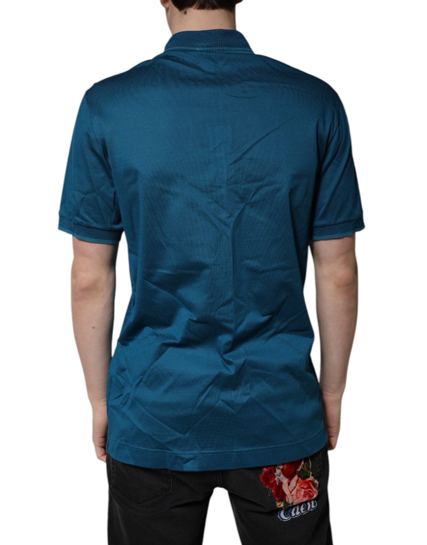 Dolce & Gabbana Blue Logo Cotton Men Polo Shirt T-shirt - Sandy Store ByNet