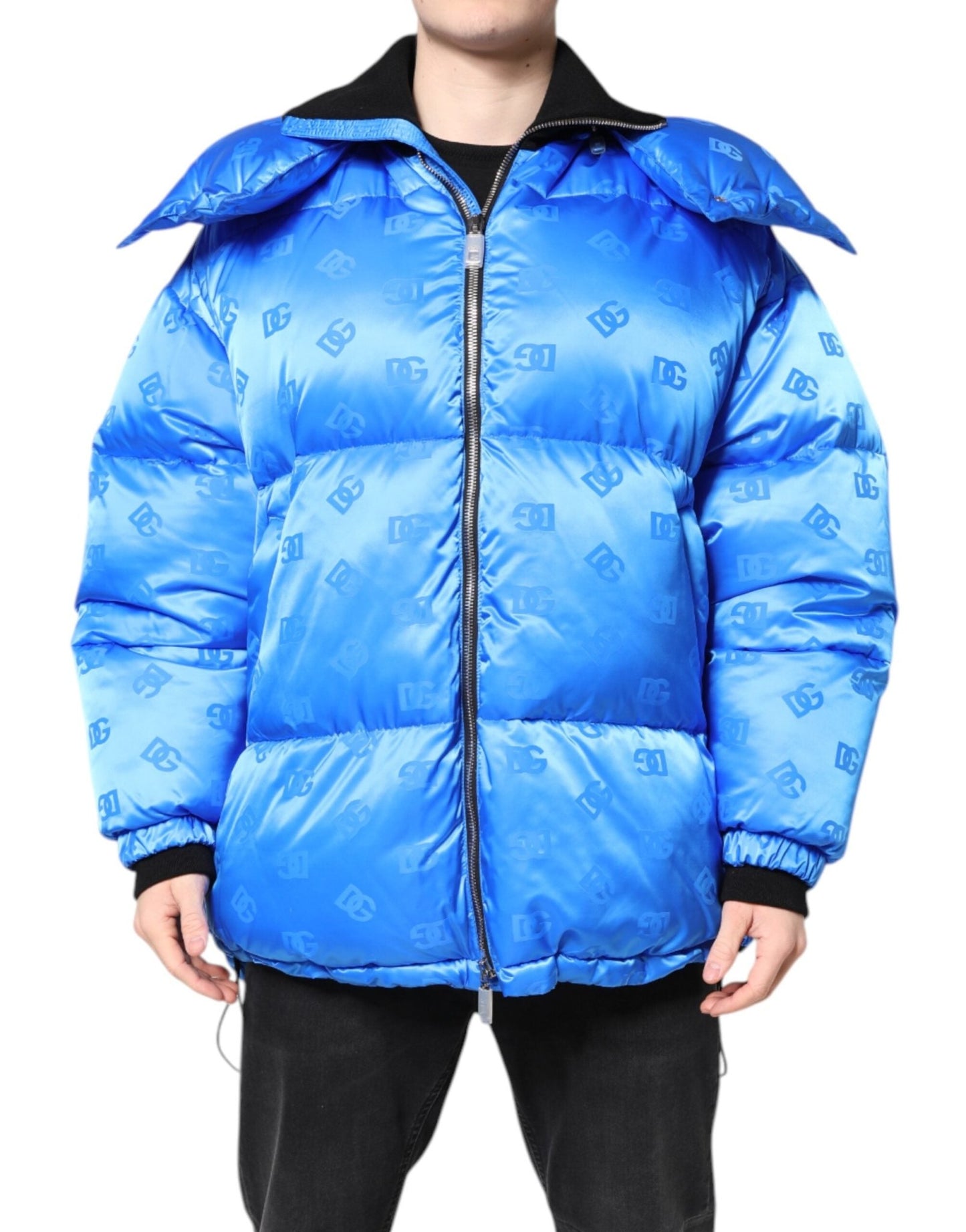 Dolce & Gabbana Blue Logo Full Zip Hooded Quilted Jacket – IT46 | S par Dolce & Gabbana | Disponible sur Sandy Store ByNet