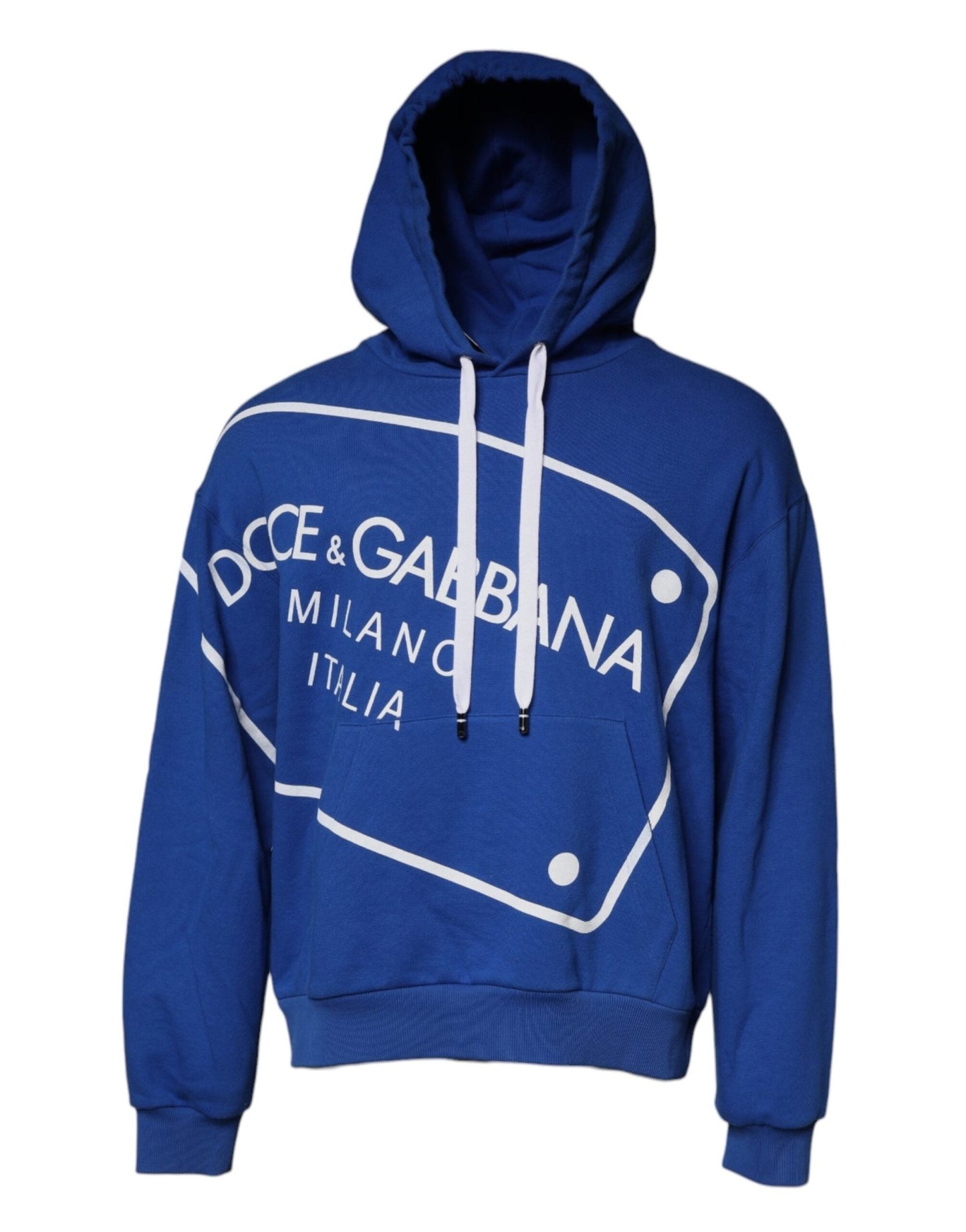 Dolce & Gabbana Blue Logo Print Hooded Sweatshirt Sweater - Sandy Store ByNet