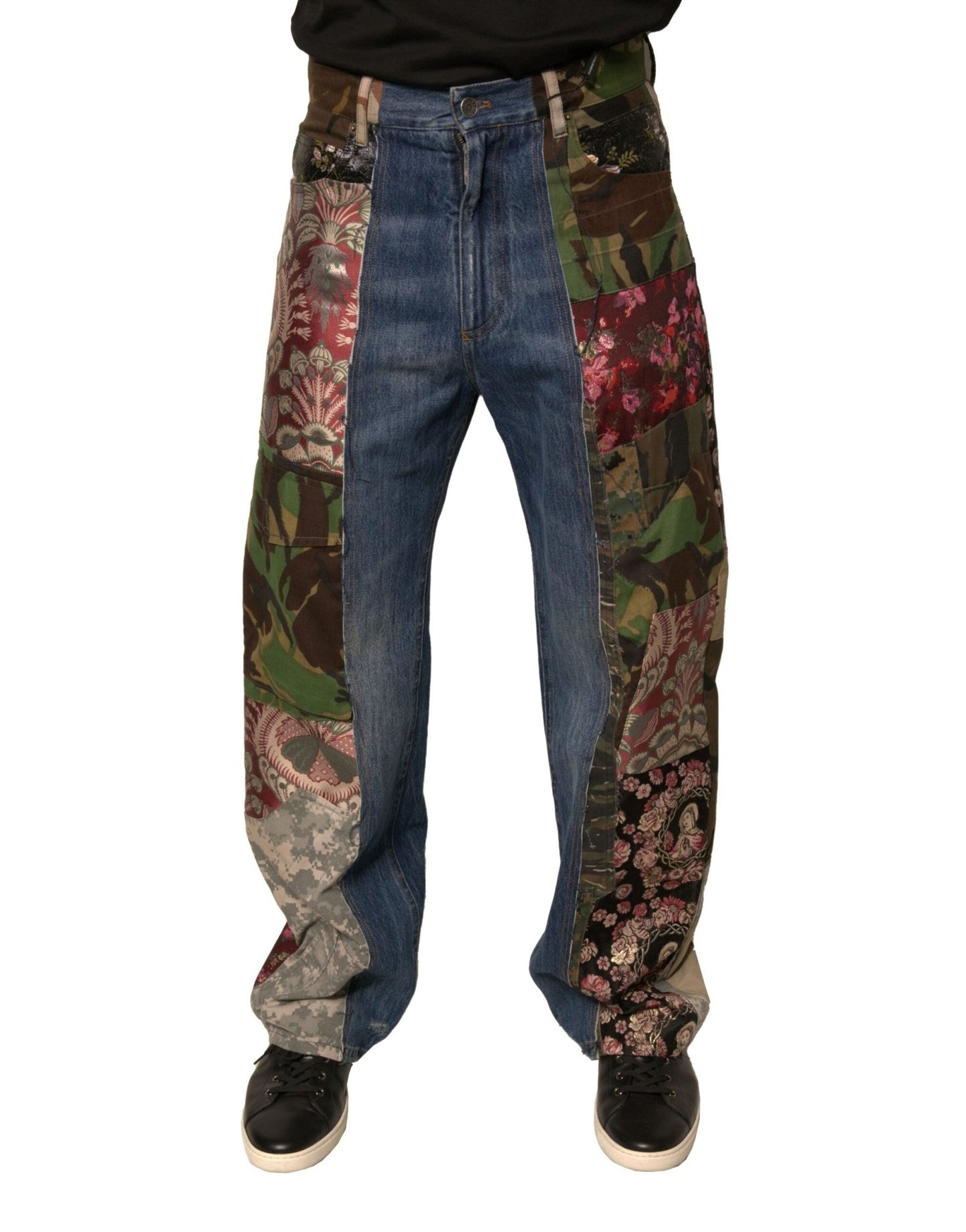 Dolce & Gabbana Blue Patchwork Cotton Straight Denim Jeans – IT44 | XS par Dolce & Gabbana | Disponible sur Sandy Store ByNet