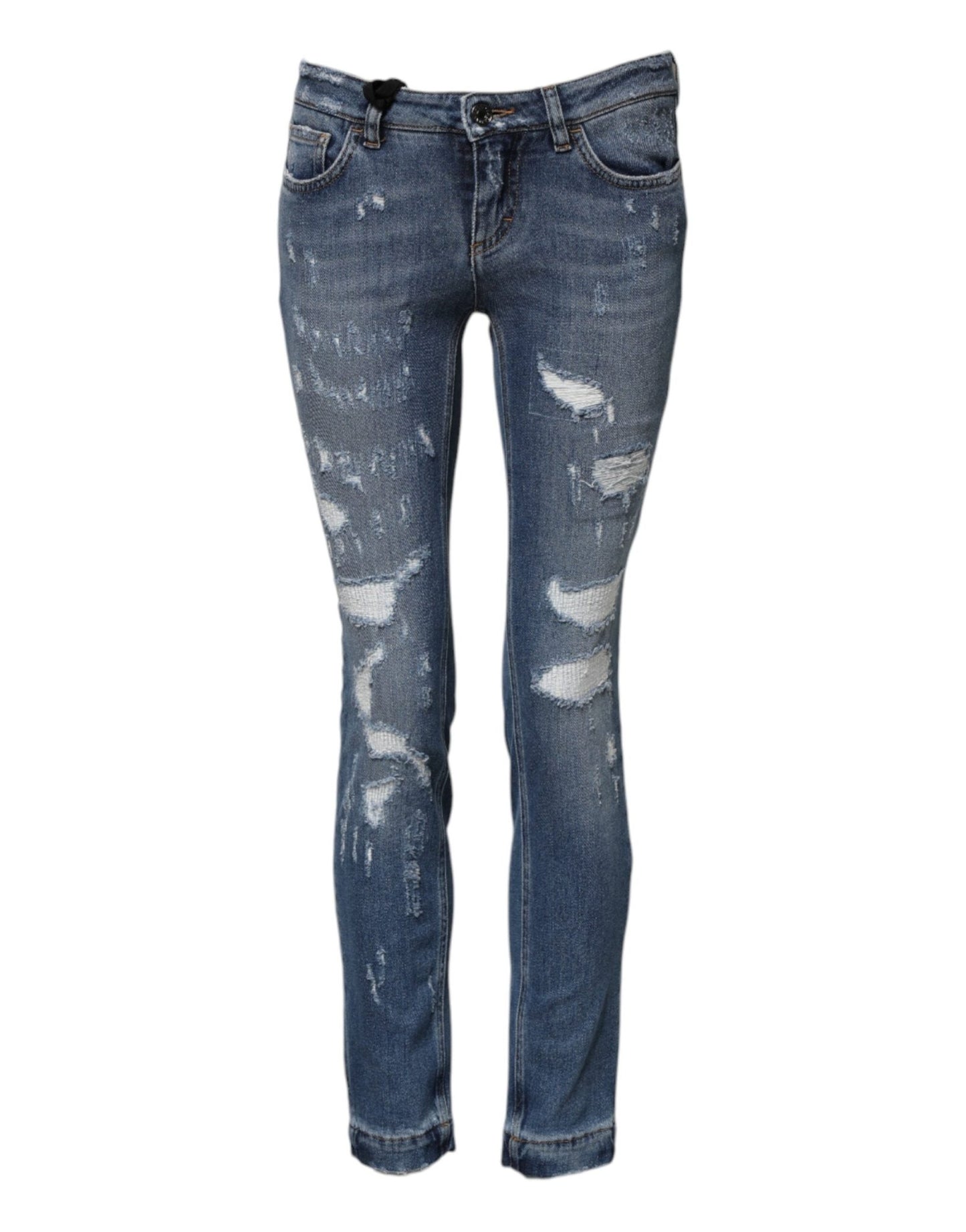 Dolce & Gabbana Blue PRETTY Tattered Skinny Denim Jeans – IT36|XXS par Dolce & Gabbana | Disponible sur Sandy Store ByNet