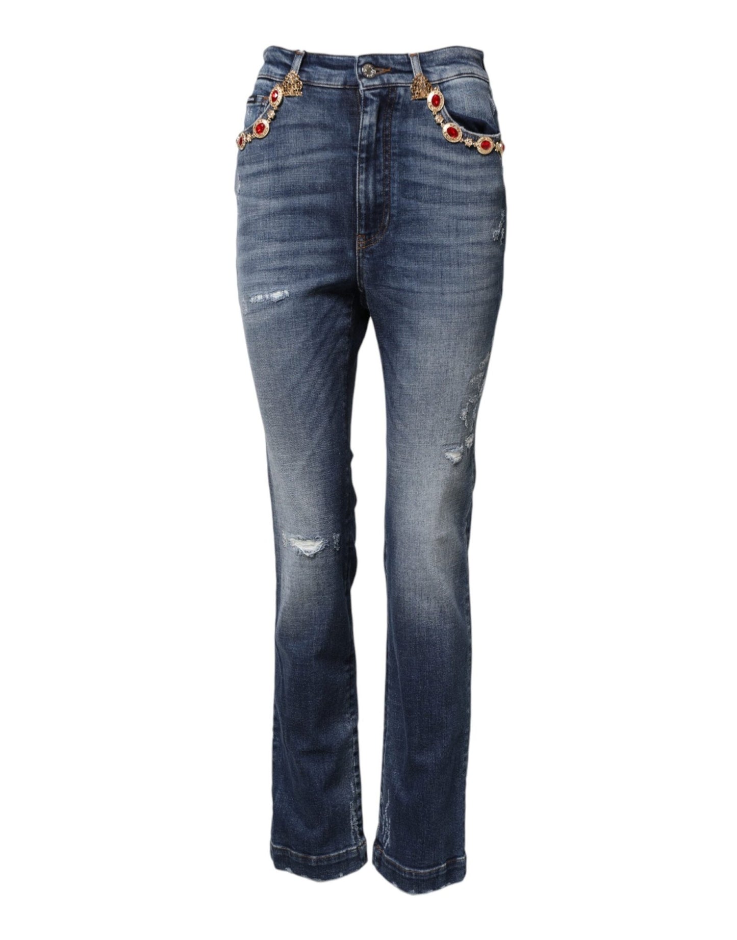 Dolce & Gabbana Blue Rhinestone Embellished Denim Jeans – IT40|S par Dolce & Gabbana | Disponible sur Sandy Store ByNet