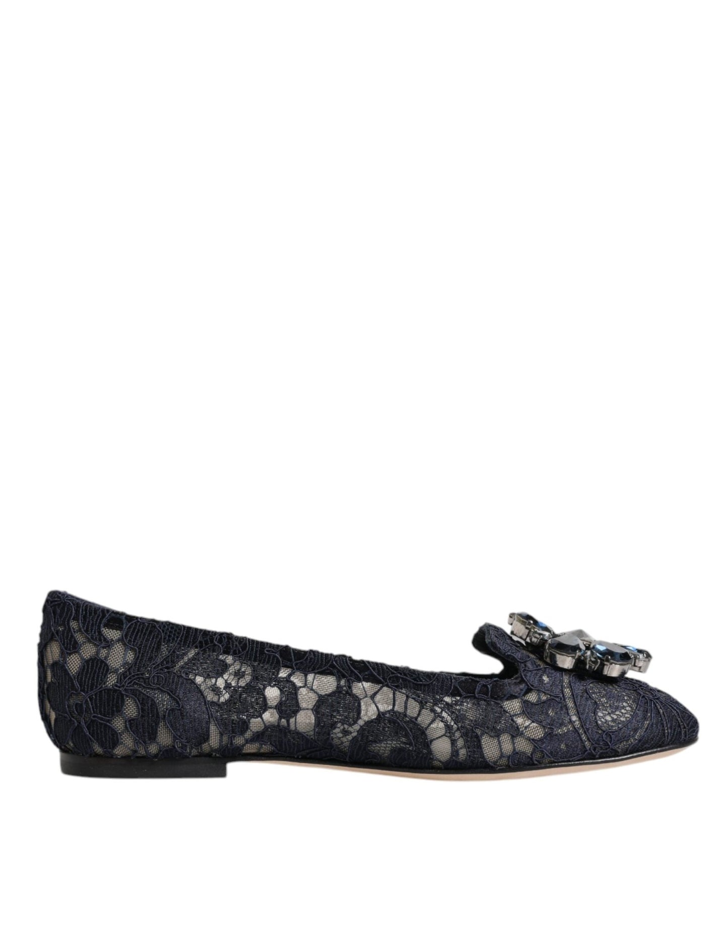 Dolce & Gabbana Blue Taormina Lace Crystals Flats Shoes - Sandy Store ByNet
