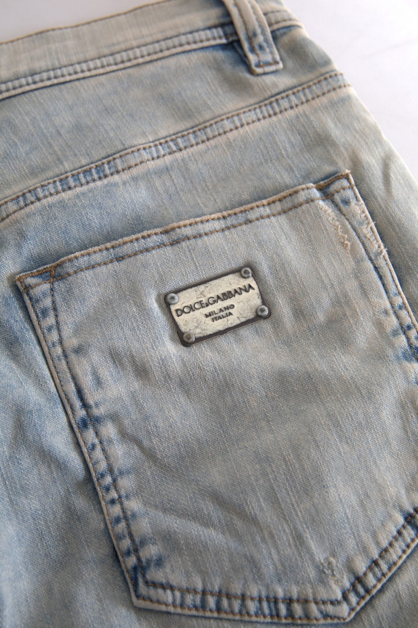 Dolce & Gabbana Blue Washed Cotton Mid Waist Skinny Jeans – IT40|S par Dolce & Gabbana | Disponible sur Sandy Store ByNet