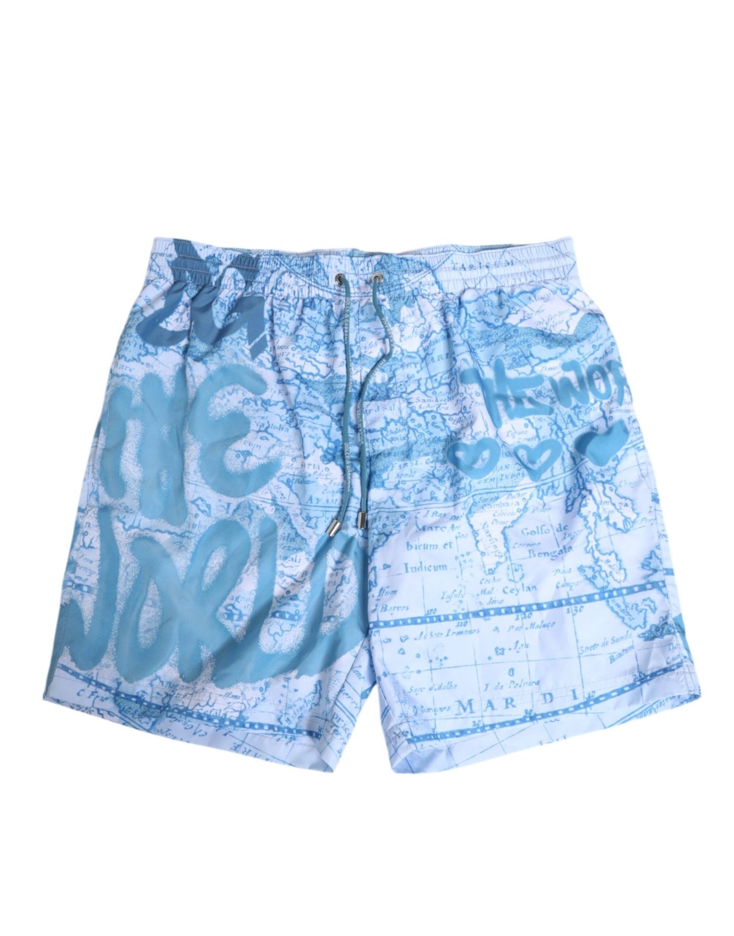 Dolce & Gabbana Blue World Map Polyester Elastic Waistband Swimwear – IT4 | S par Dolce & Gabbana | Disponible sur Sandy Store ByNet