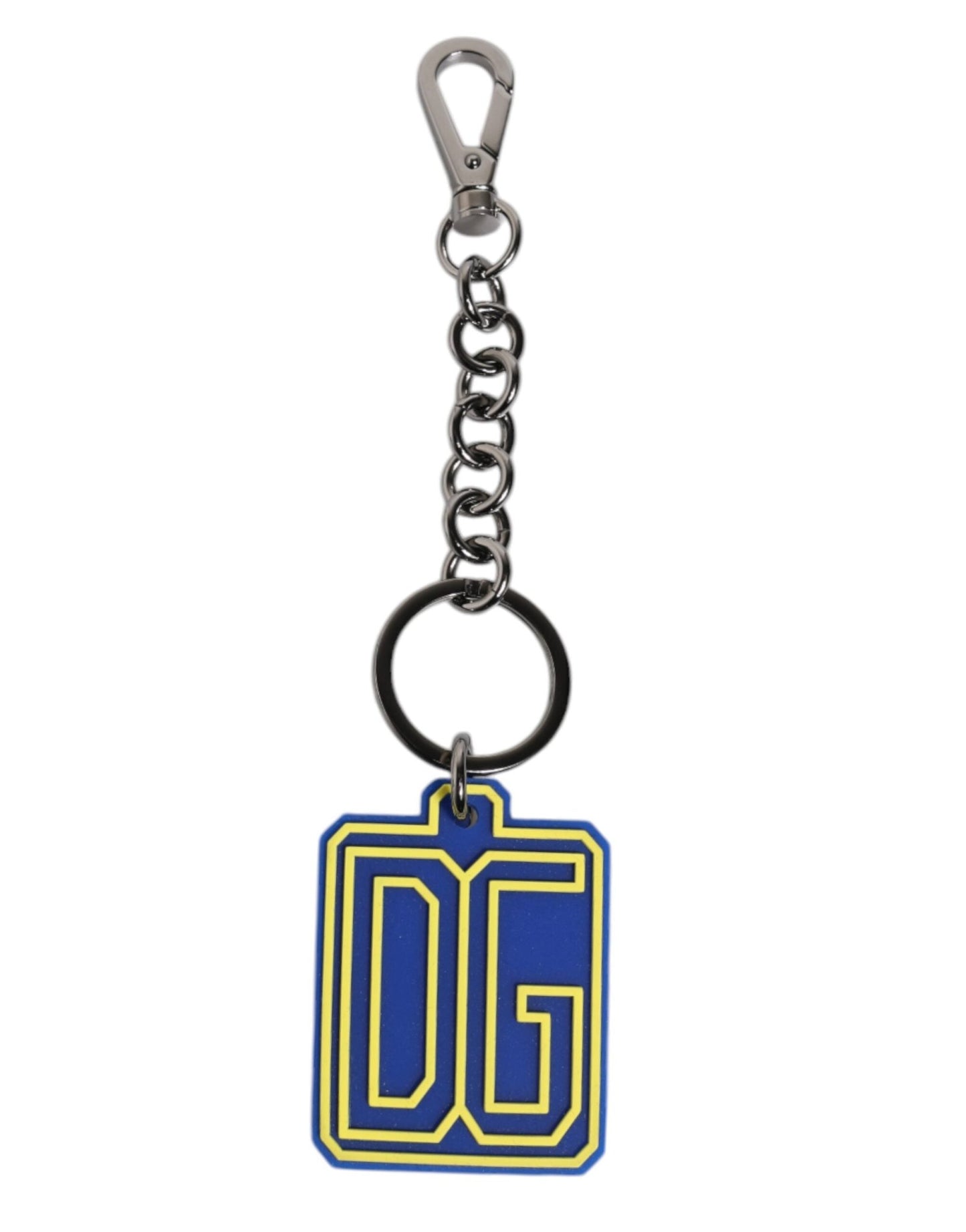 Dolce & Gabbana Blue Yellow DG Rubber Logo Silver Men's Keychain Keyring – par Dolce & Gabbana | Disponible sur Sandy Store ByNet