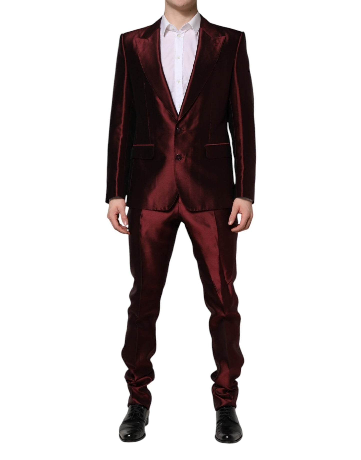 Dolce & Gabbana Bordeaux Silk 2 Piece Single Breasted Suit – IT50 | L par Dolce & Gabbana | Disponible sur Sandy Store ByNet