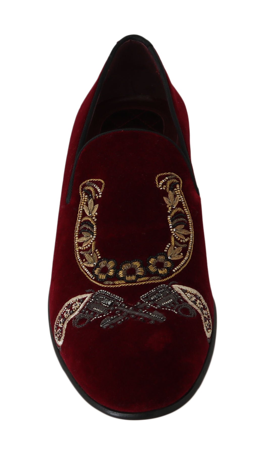 Dolce & Gabbana Bordeaux Velvet Sequined Men's Loafers - Sandy Store ByNet