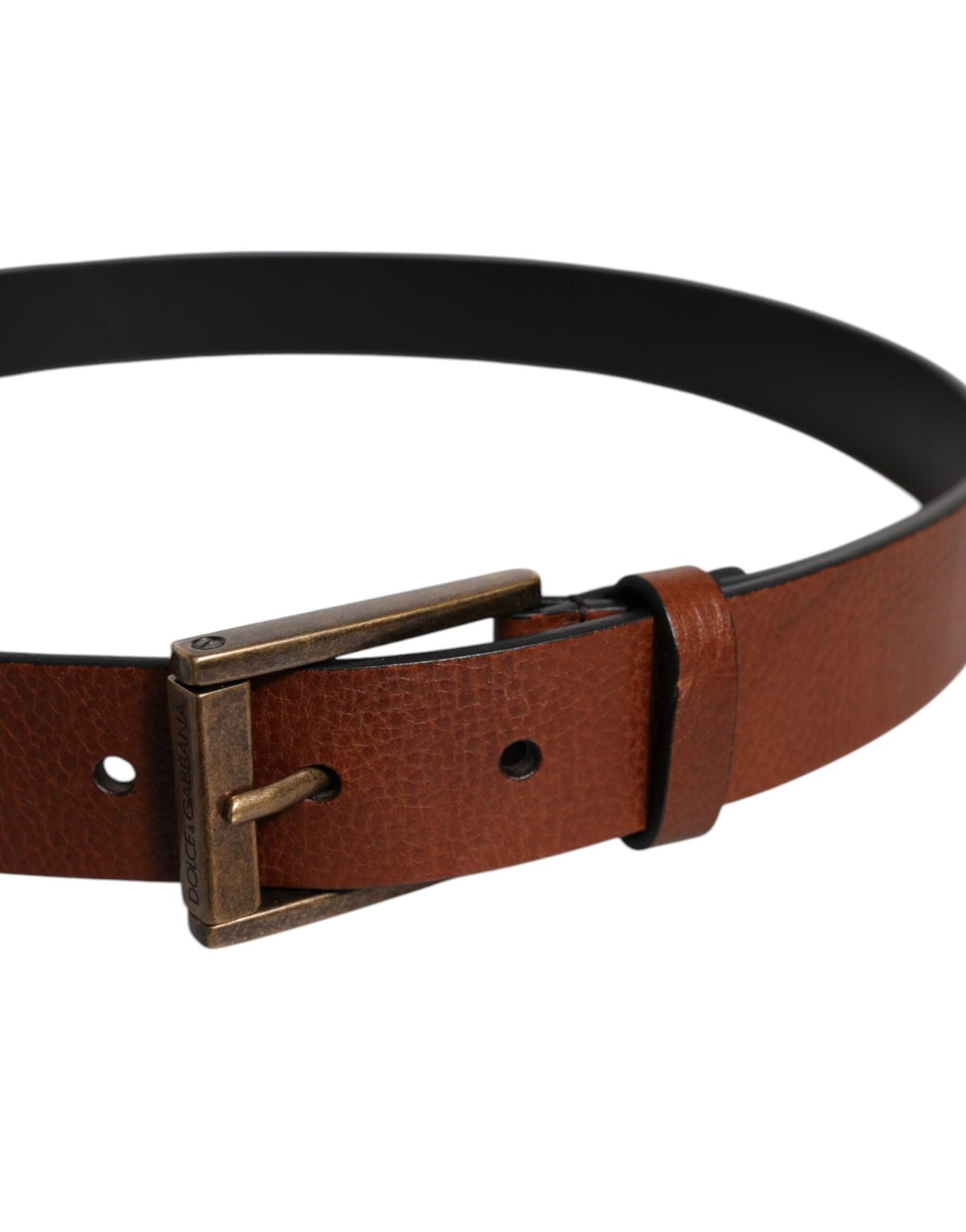 Dolce & Gabbana Brown Calf Leather Classic Metal Buckle Belt - Sandy Store ByNet