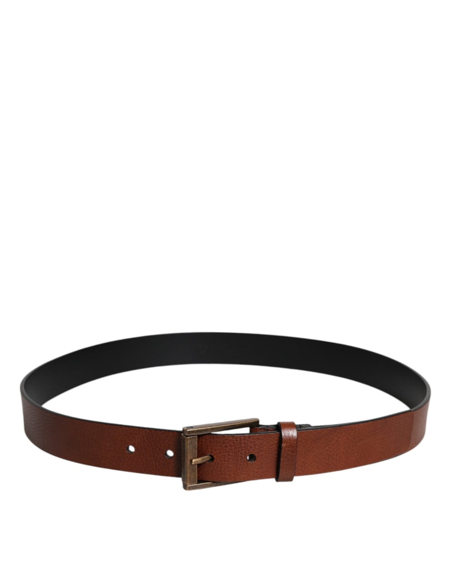 Dolce & Gabbana Brown Calf Leather Classic Metal Buckle Belt - Sandy Store ByNet
