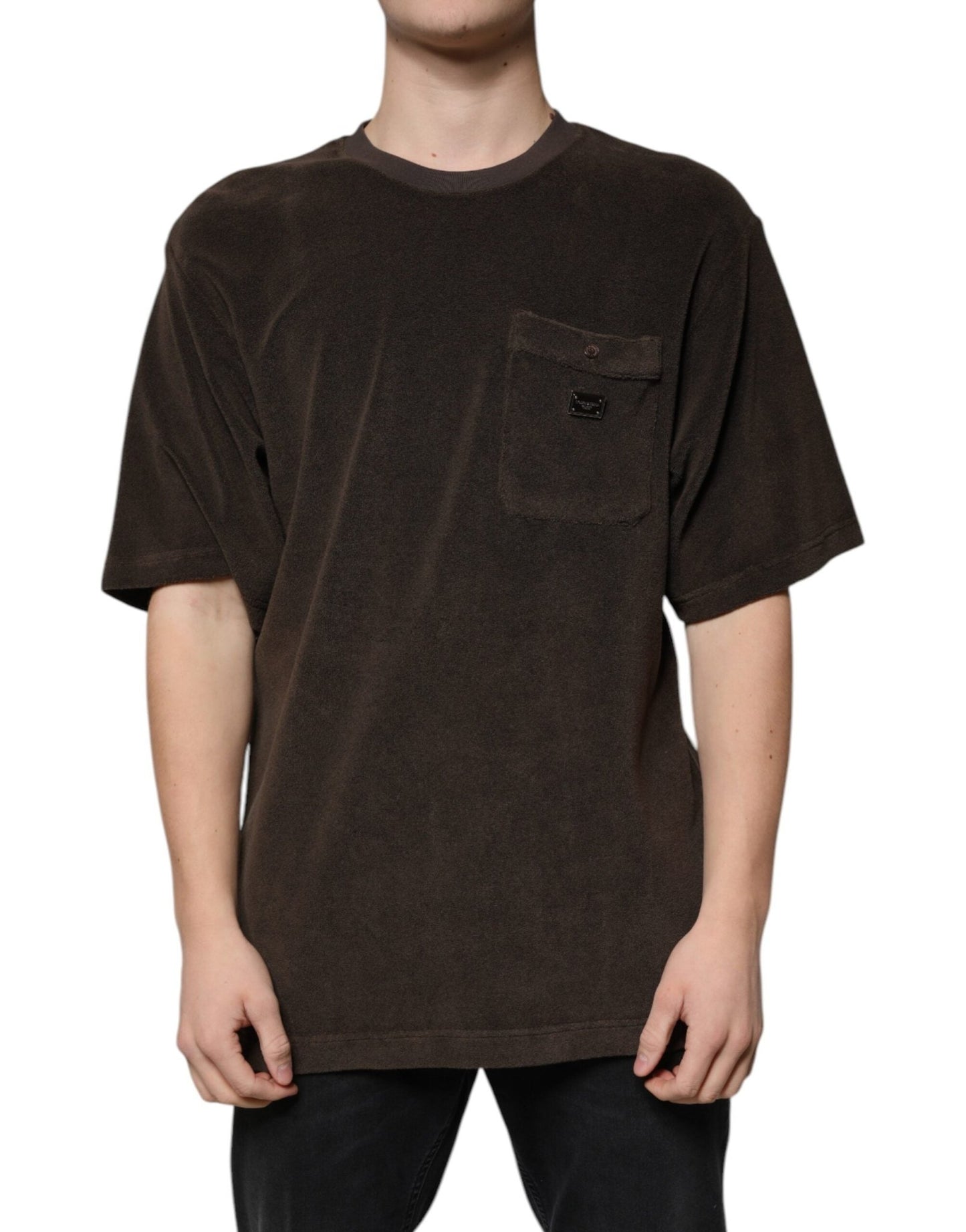 Dolce & Gabbana Brown Cotton Crew Neck Short Sleeves T-shirt – IT48 | M par Dolce & Gabbana | Disponible sur Sandy Store ByNet