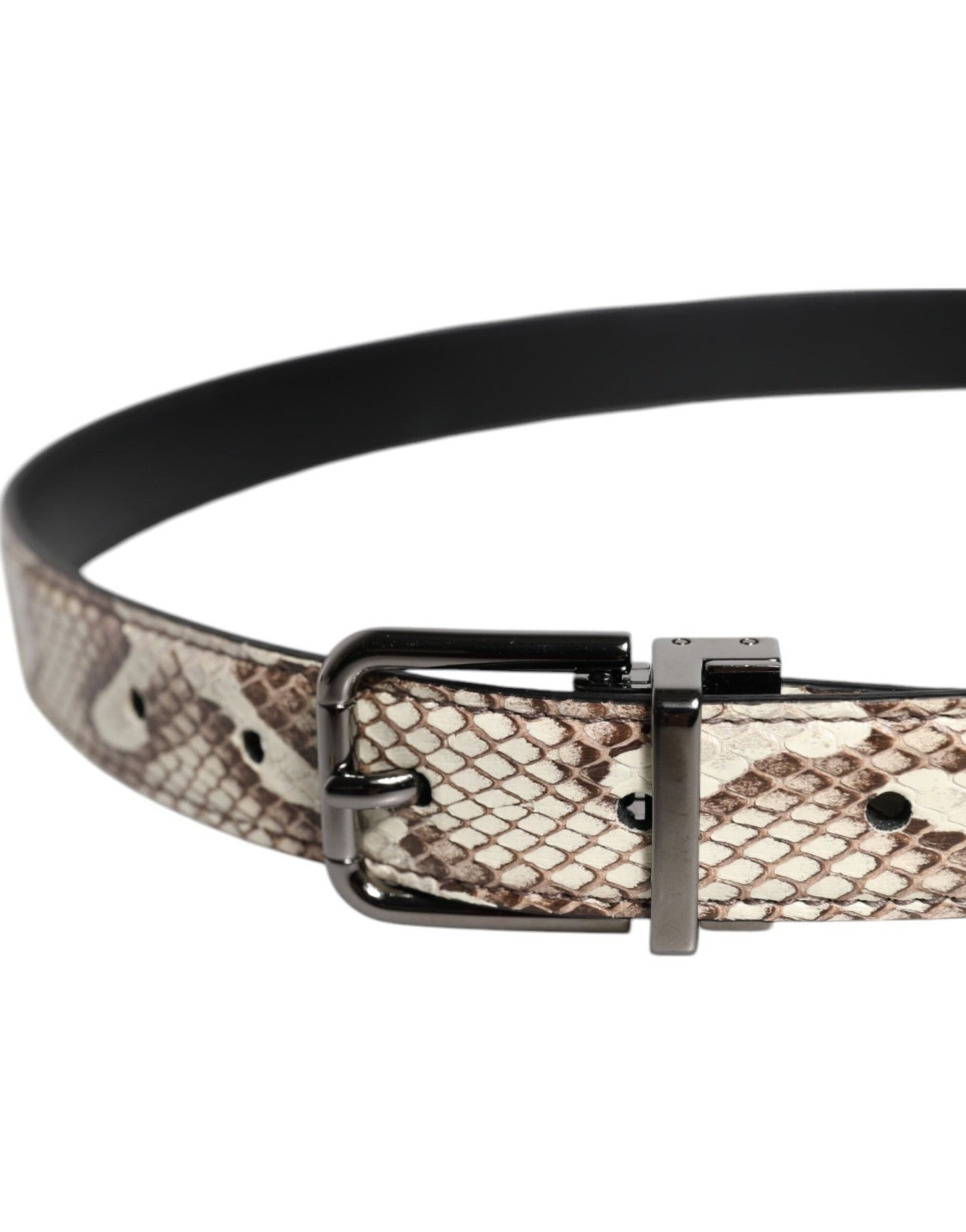 Dolce & Gabbana Brown Exotic Leather Classic Metal Buckle Belt - Sandy Store ByNet