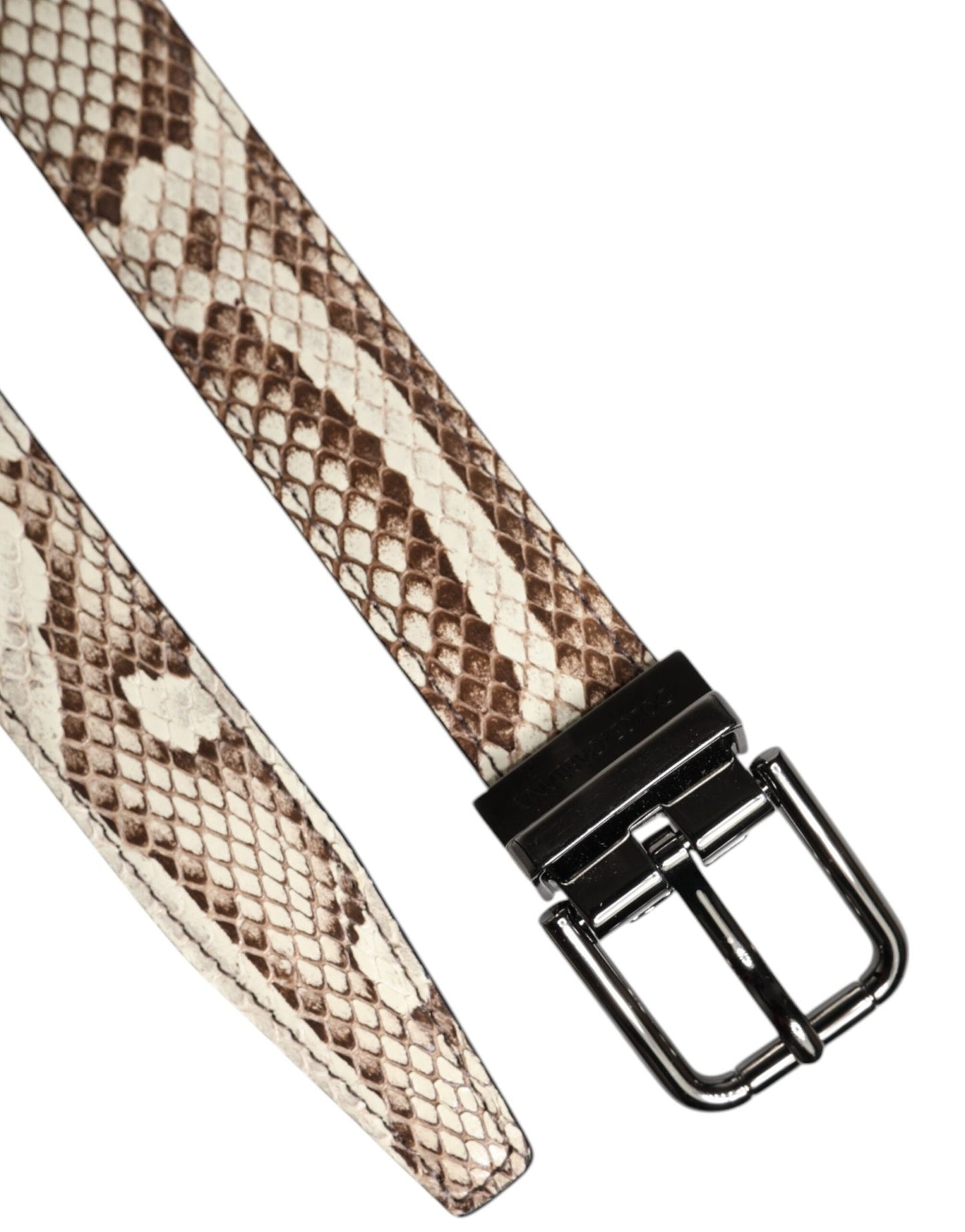 Dolce & Gabbana Brown Exotic Leather Classic Metal Buckle Belt - Sandy Store ByNet