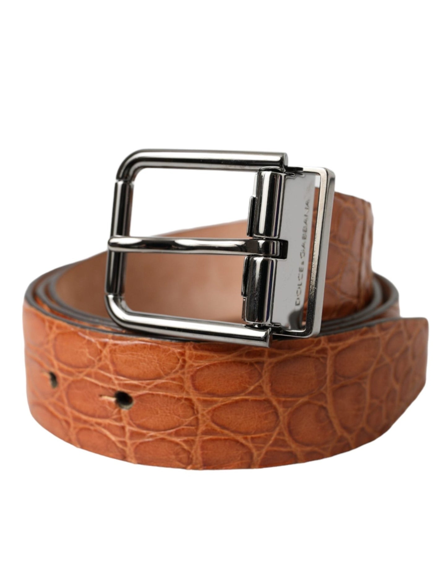 Dolce & Gabbana Brown Exotic Leather Silver Metal Buckle Belt – 90 cm / 36 Inches par Dolce & Gabbana | Disponible sur Sandy Store ByNet