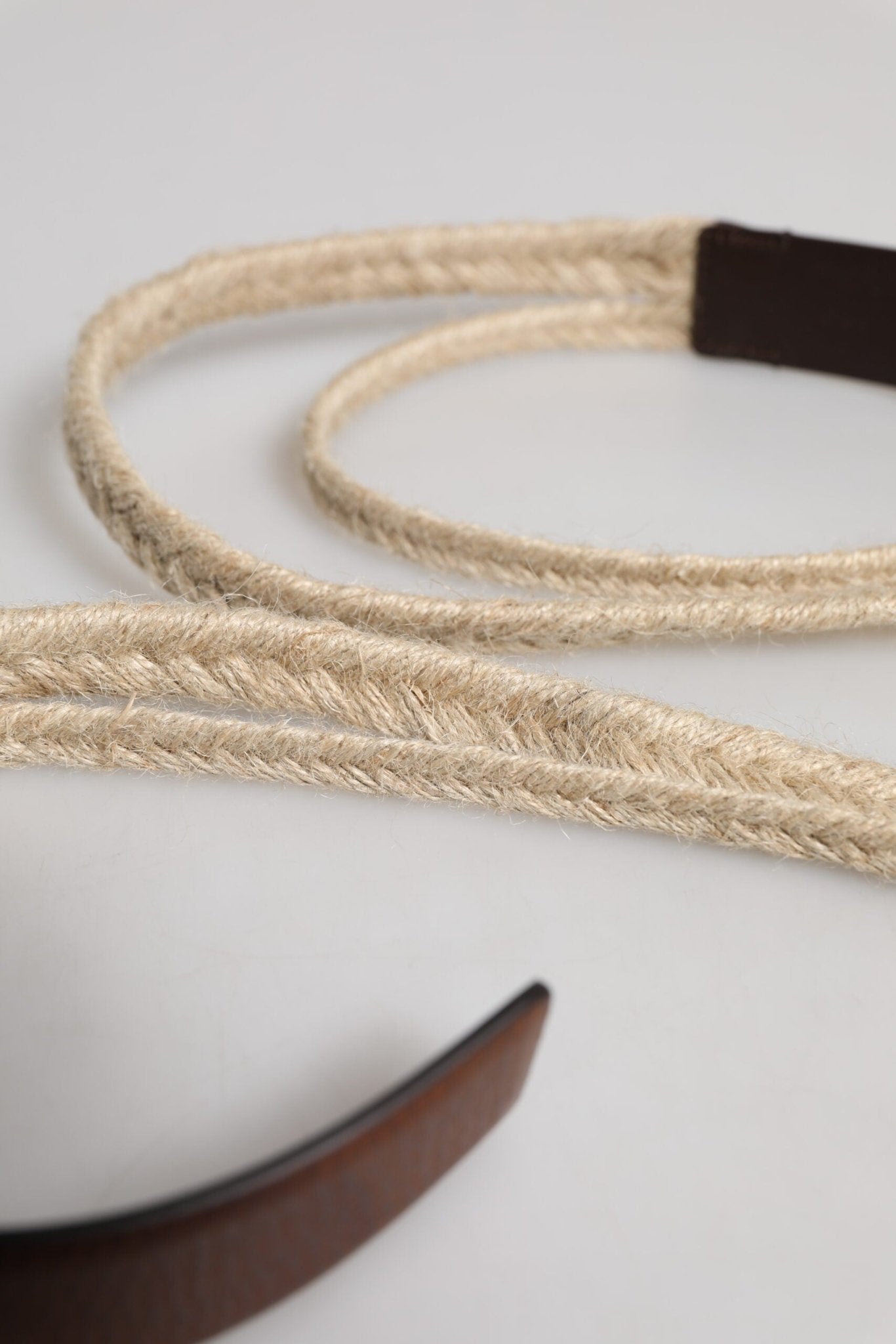 Dolce & Gabbana Brown Jute Leather Woven Metal Buckle Belt - Sandy Store ByNet