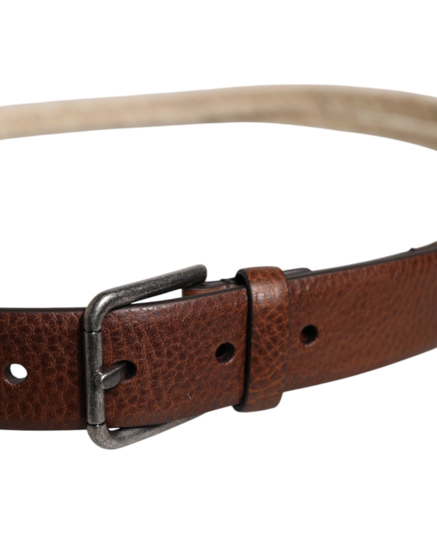 Dolce & Gabbana Brown Jute Leather Woven Metal Buckle Belt - Sandy Store ByNet