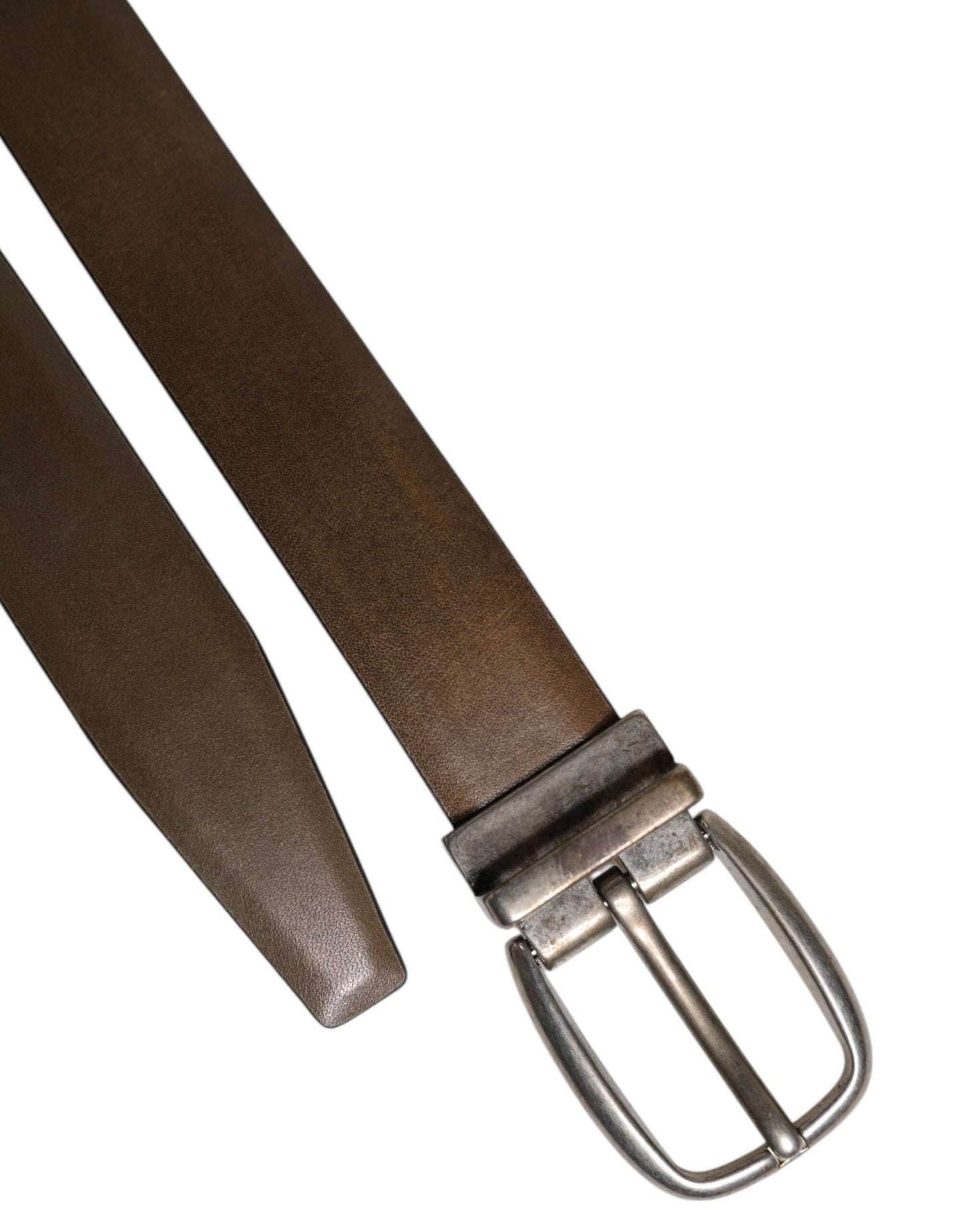 Dolce & Gabbana Brown Leather Classic Metal Logo Buckle Belt - Sandy Store ByNet