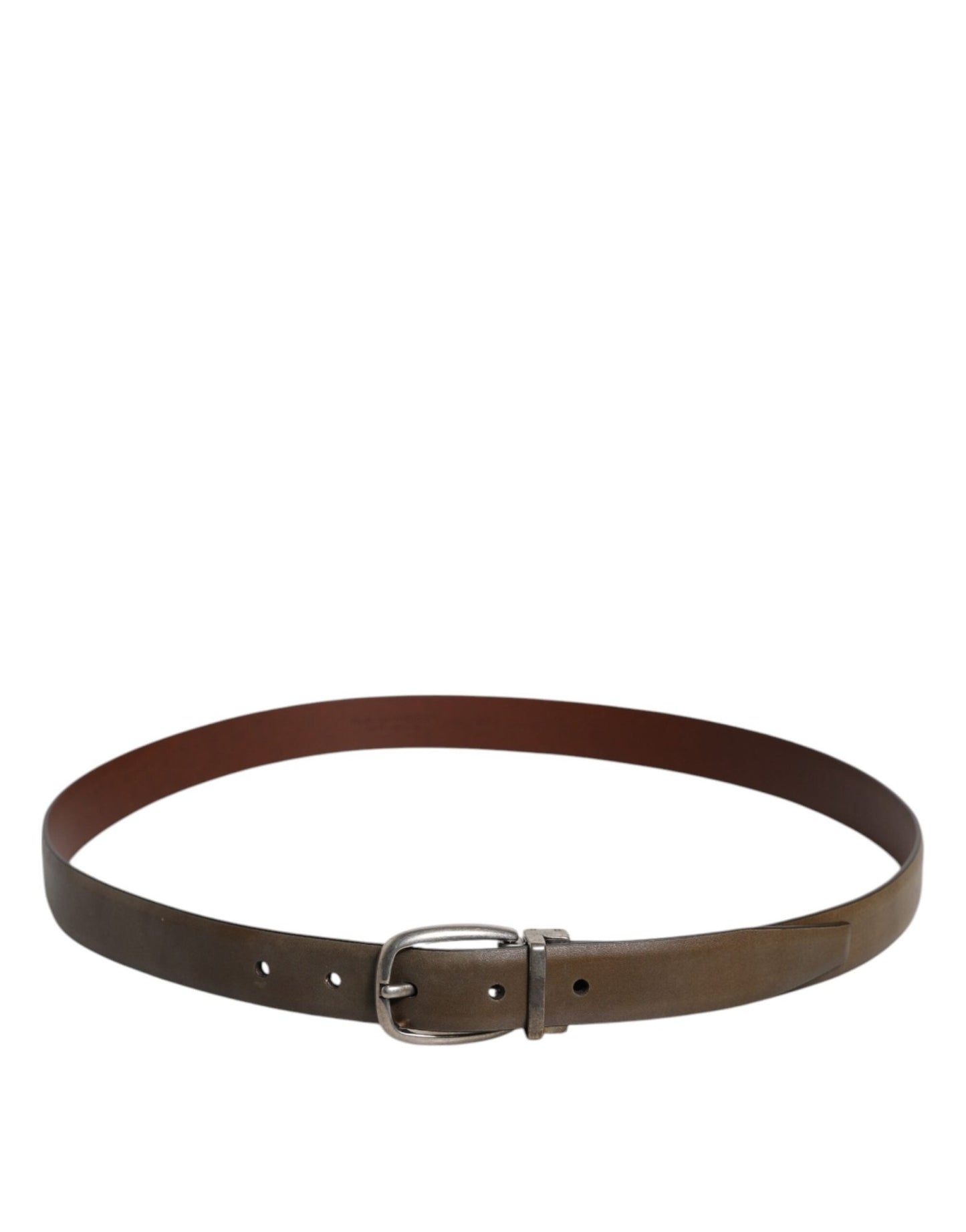 Dolce & Gabbana Brown Leather Classic Metal Logo Buckle Belt - Sandy Store ByNet