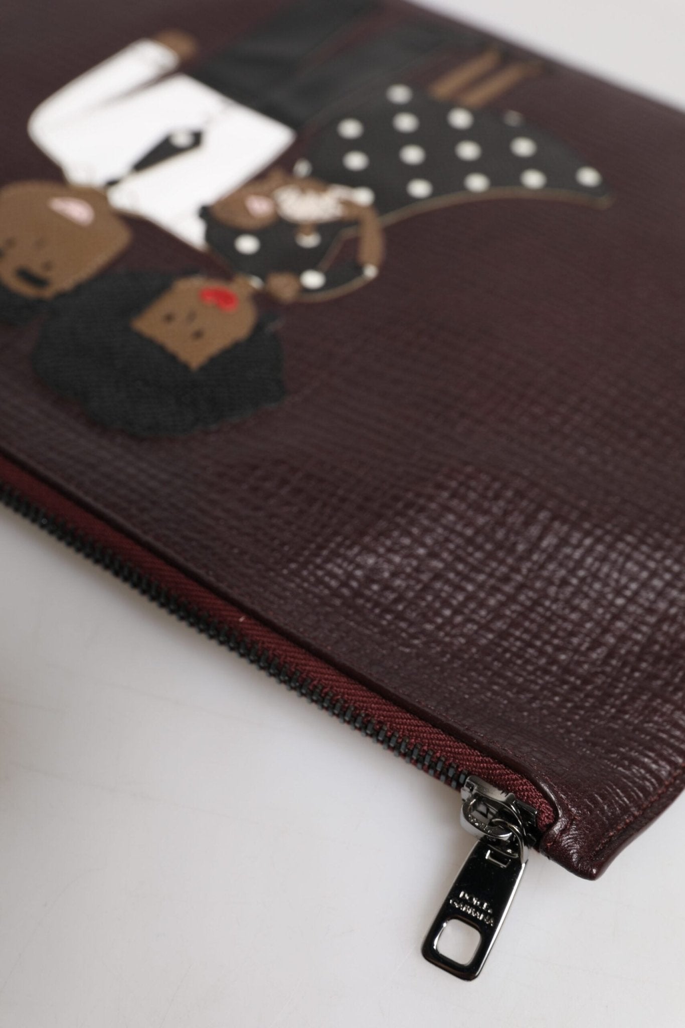 Dolce & Gabbana Brown Leather #DGFAMILY Embellished Men Clutch Pouch Bag - Sandy Store ByNet